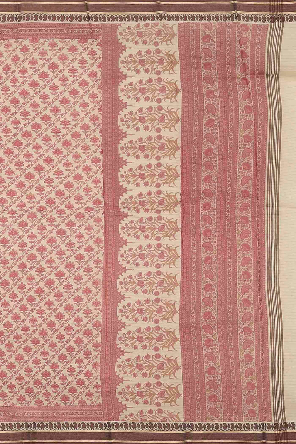 Cream Tussar Silk Saree