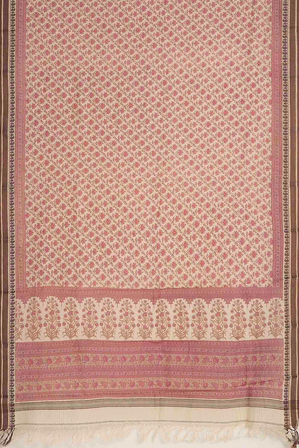 Cream Tussar Silk Saree