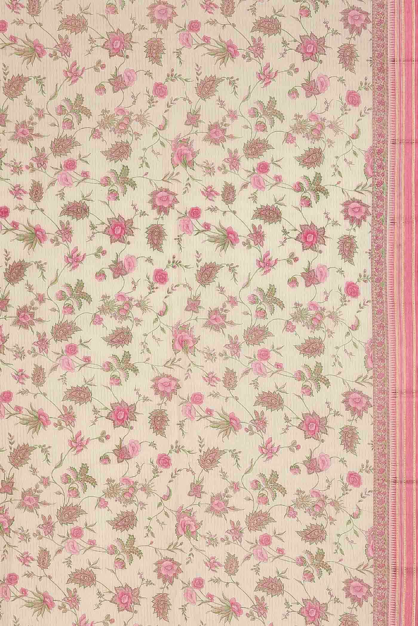 Cream Tussar Silk Saree