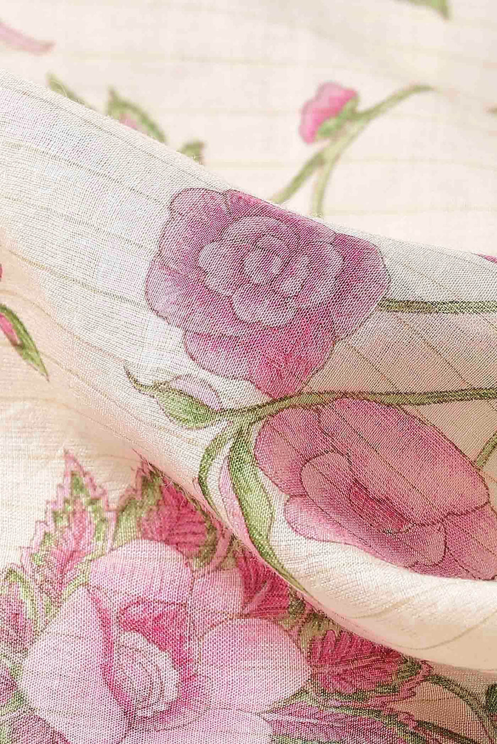 Cream Tussar Silk Saree