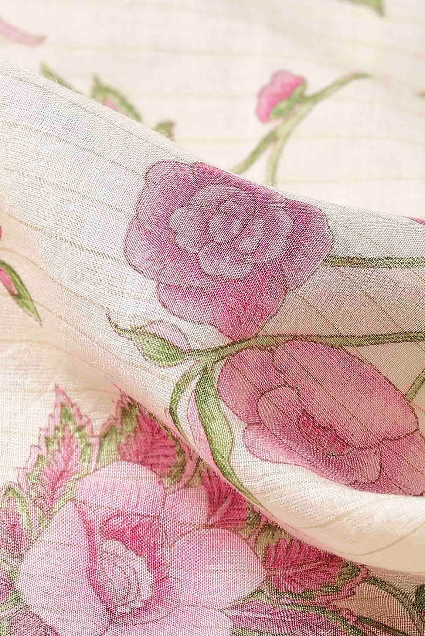 Cream Tussar Silk Saree
