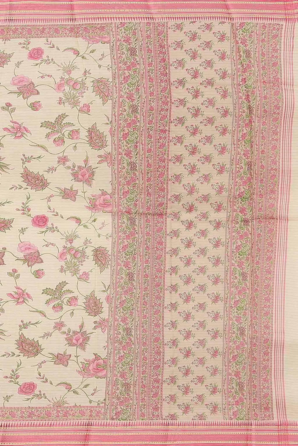 Cream Tussar Silk Saree