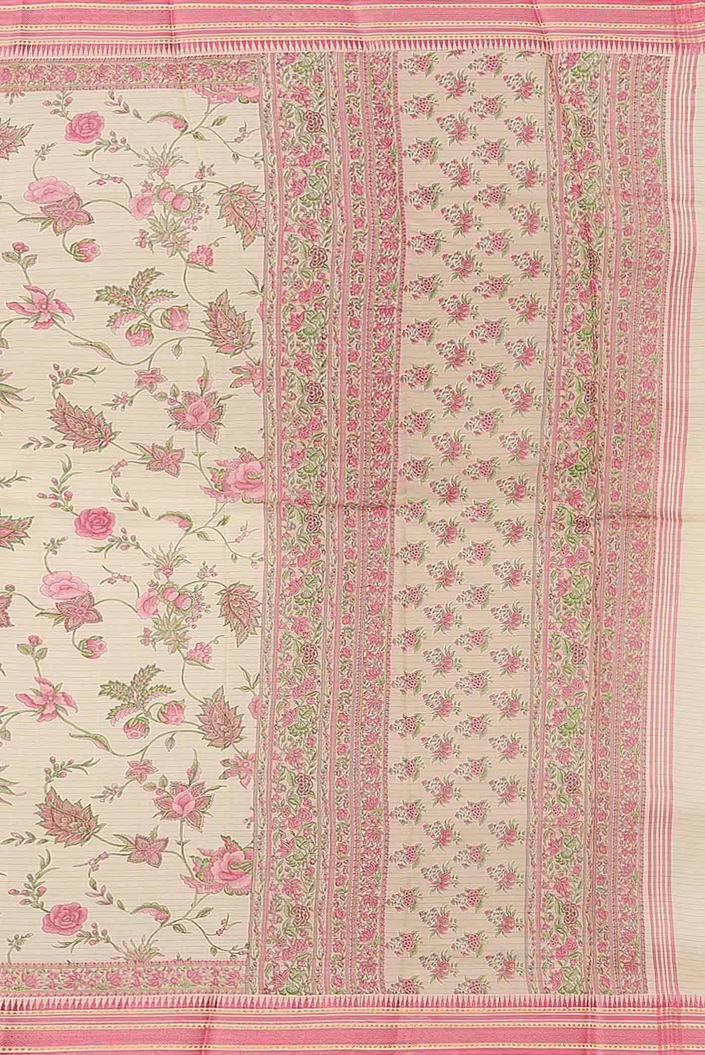 Cream Tussar Silk Saree