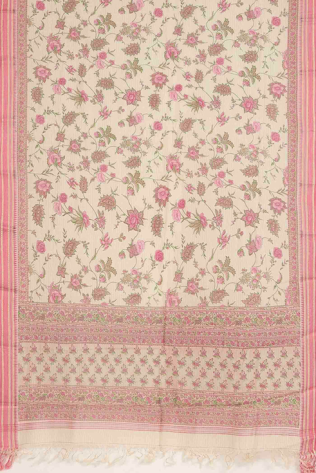 Cream Tussar Silk Saree