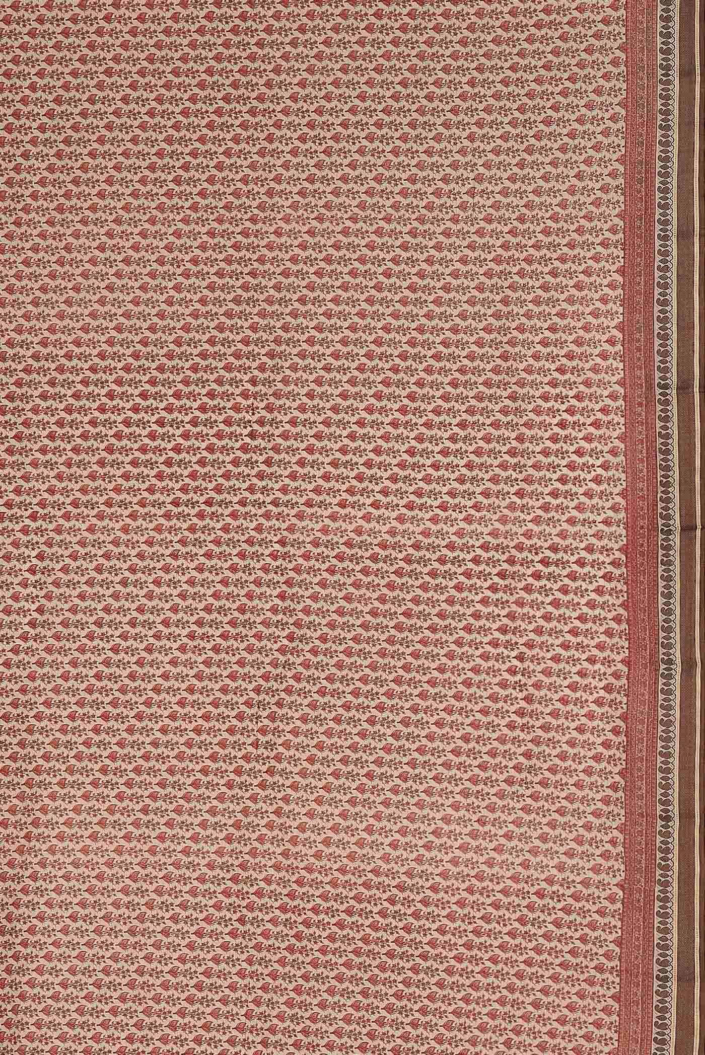 Peach Tussar Silk Saree