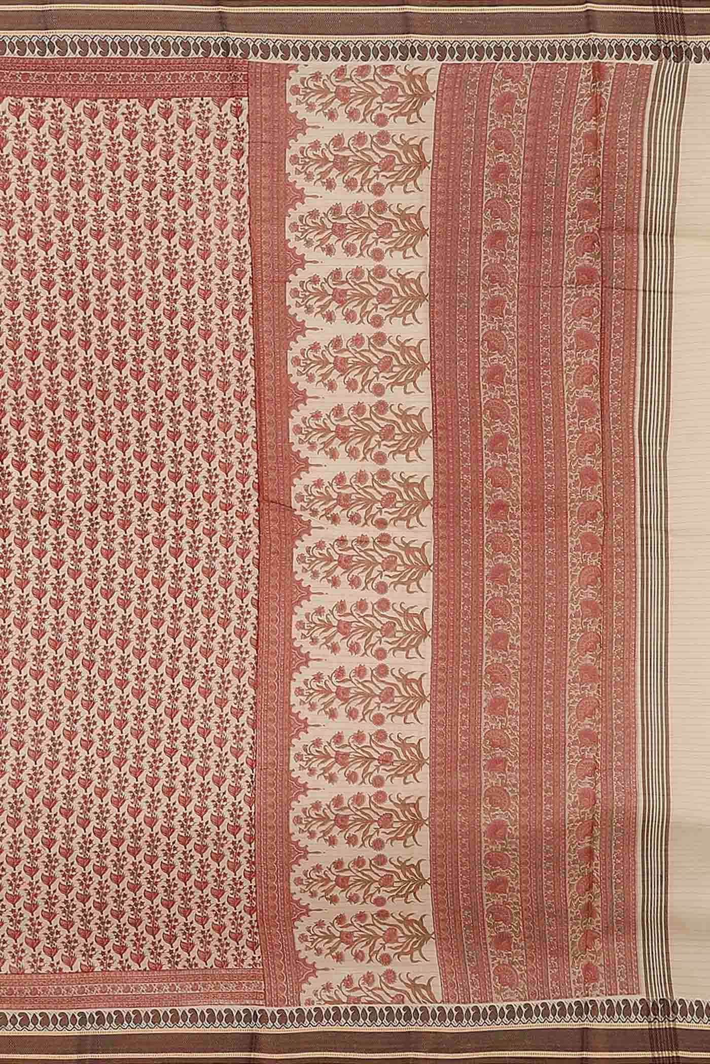 Peach Tussar Silk Saree