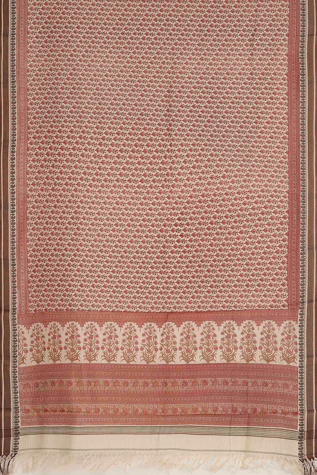 Peach Tussar Silk Saree