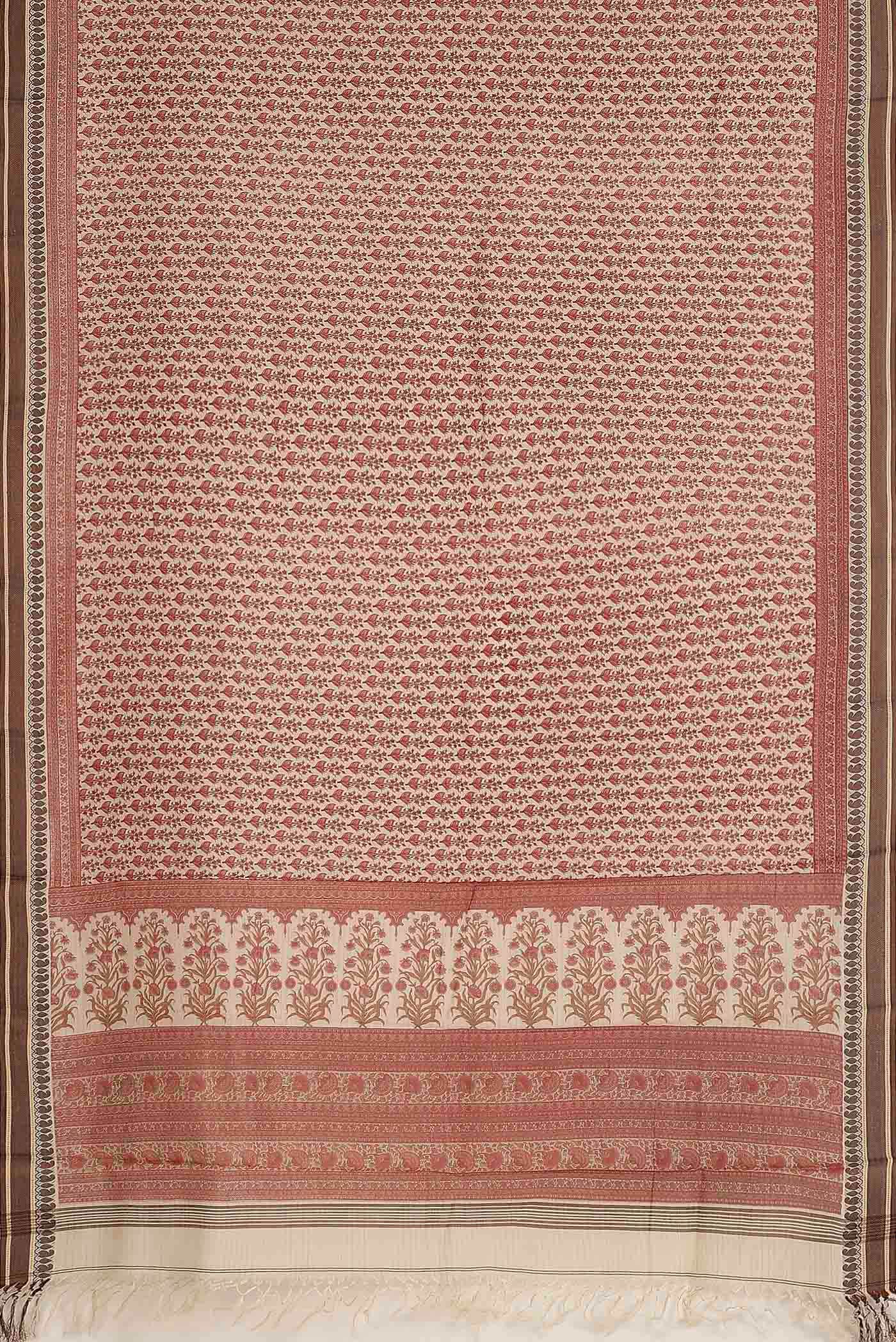 Peach Tussar Silk Saree