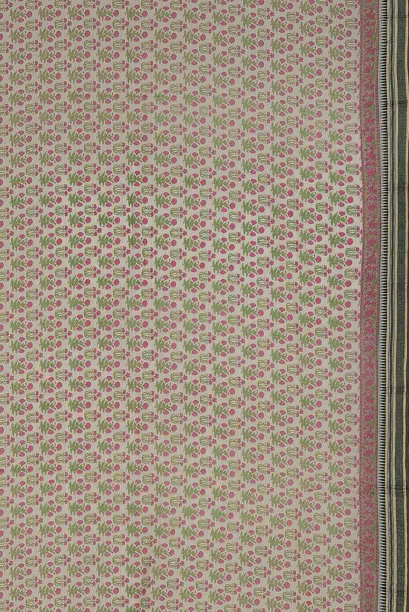 Cream Tussar Silk Saree