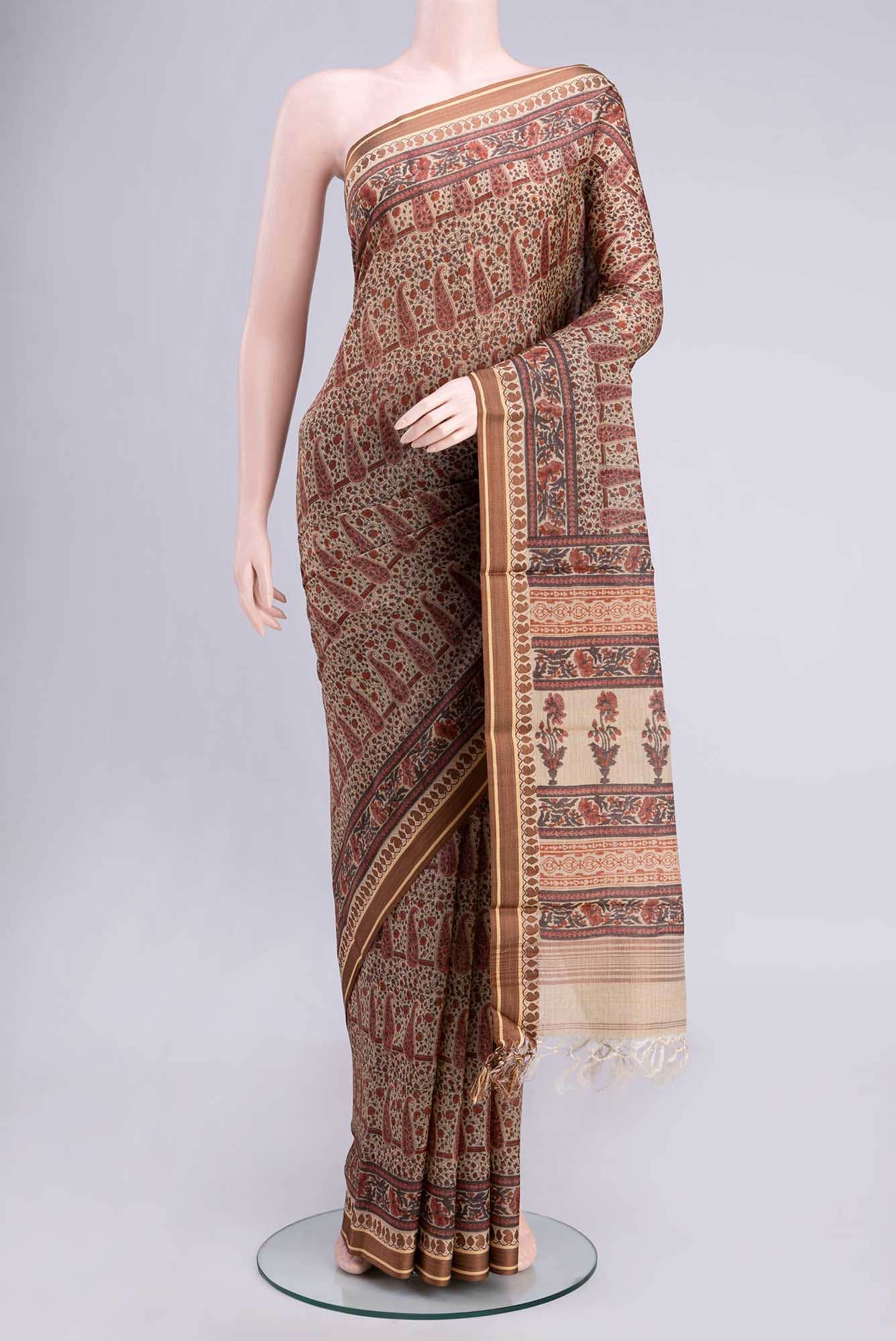 Brown Tussar Saree