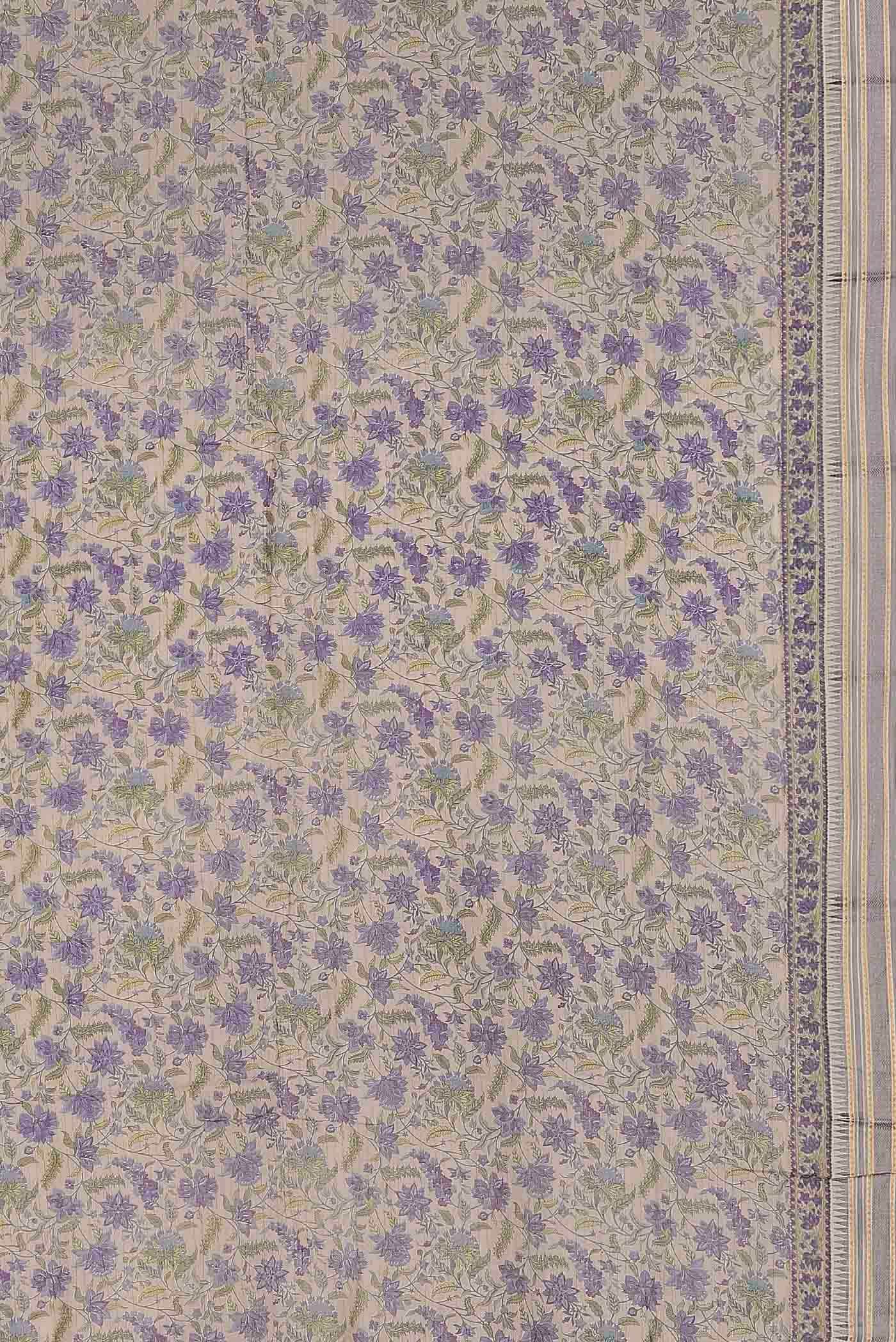 Lavender Tussar Silk Saree