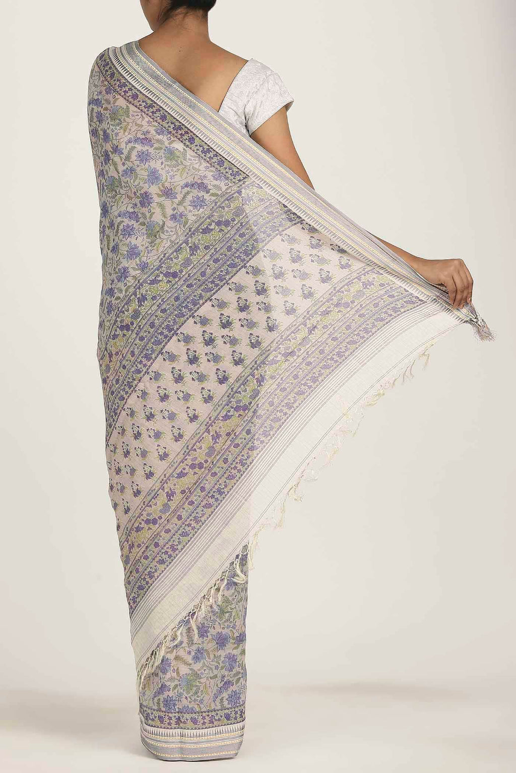 Lavender Tussar Silk Saree
