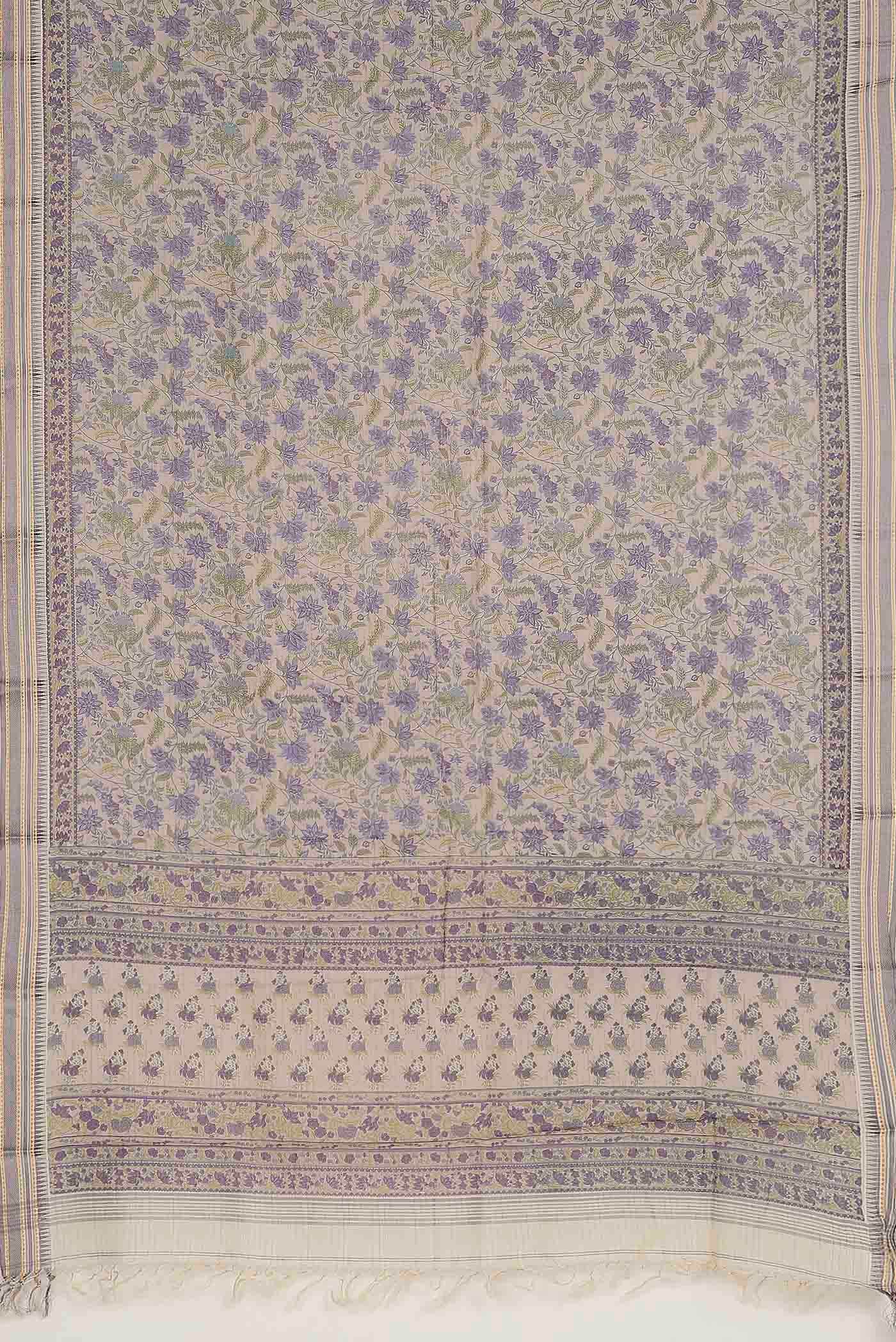 Lavender Tussar Silk Saree