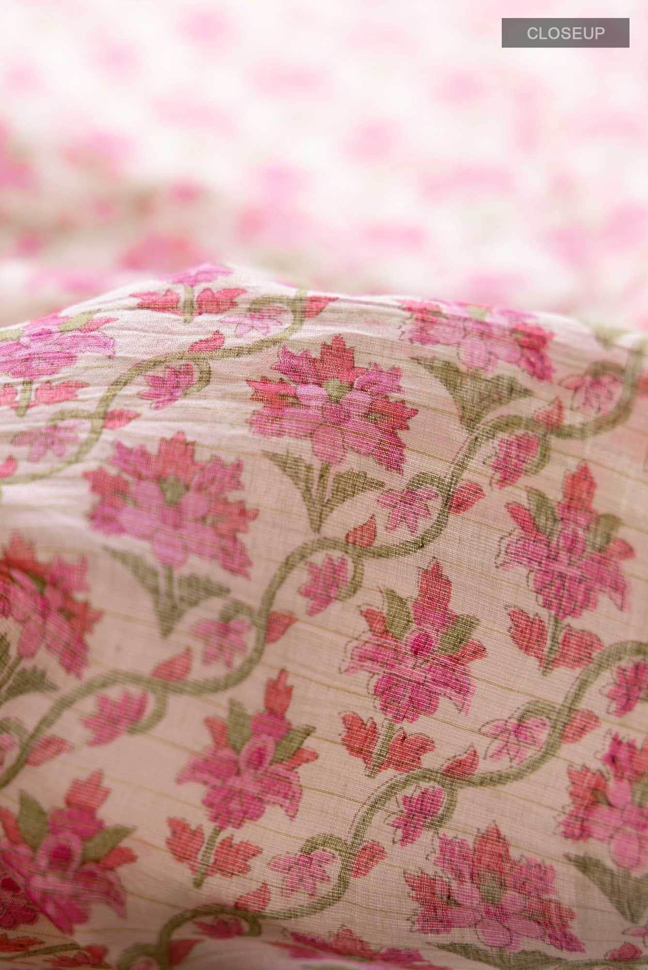 Pink Blended Tussar Saree