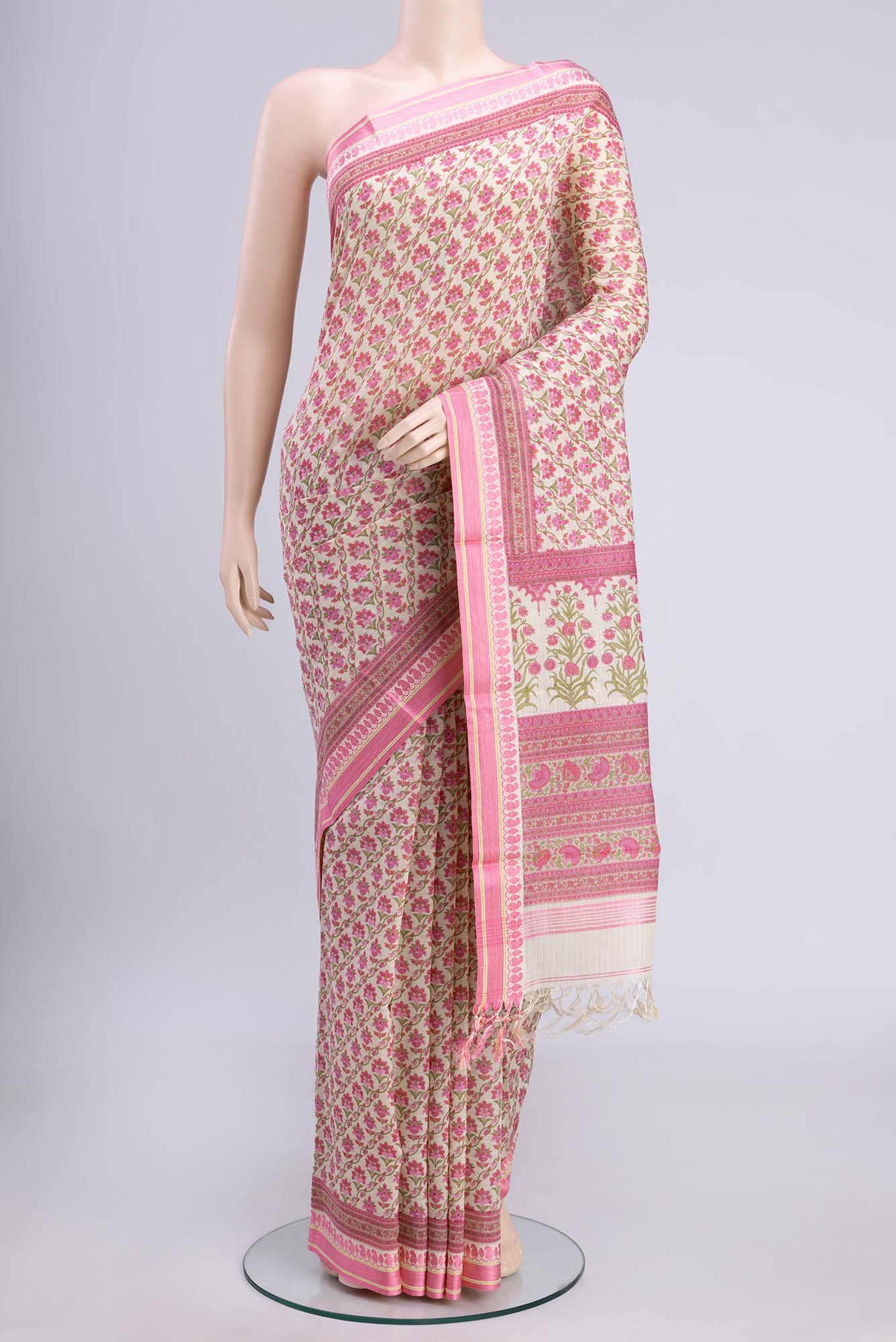 Pink Blended Tussar Saree