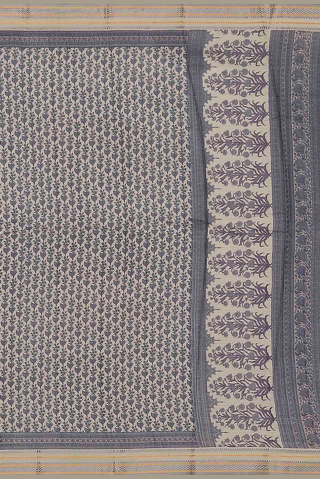 Cream Tussar Silk Saree