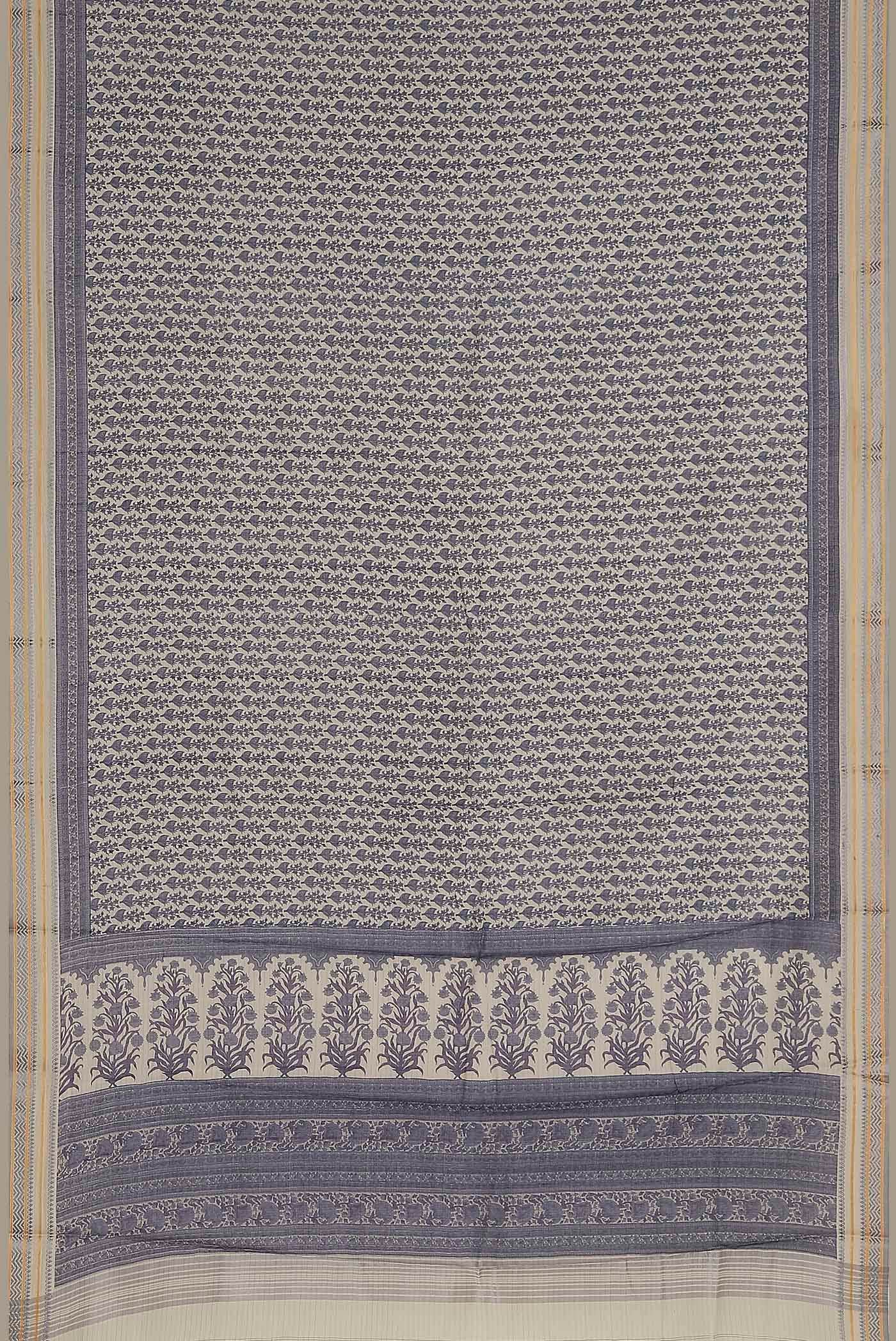 Cream Tussar Silk Saree