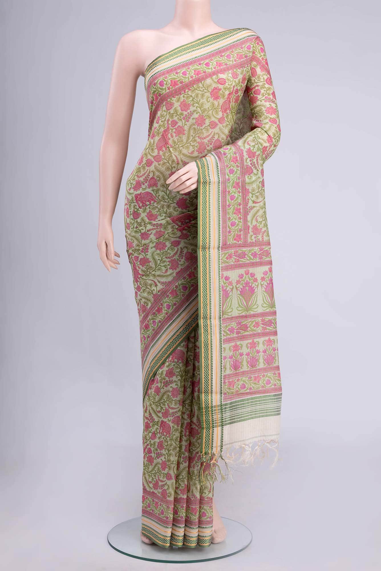 Light Green Tussar Saree