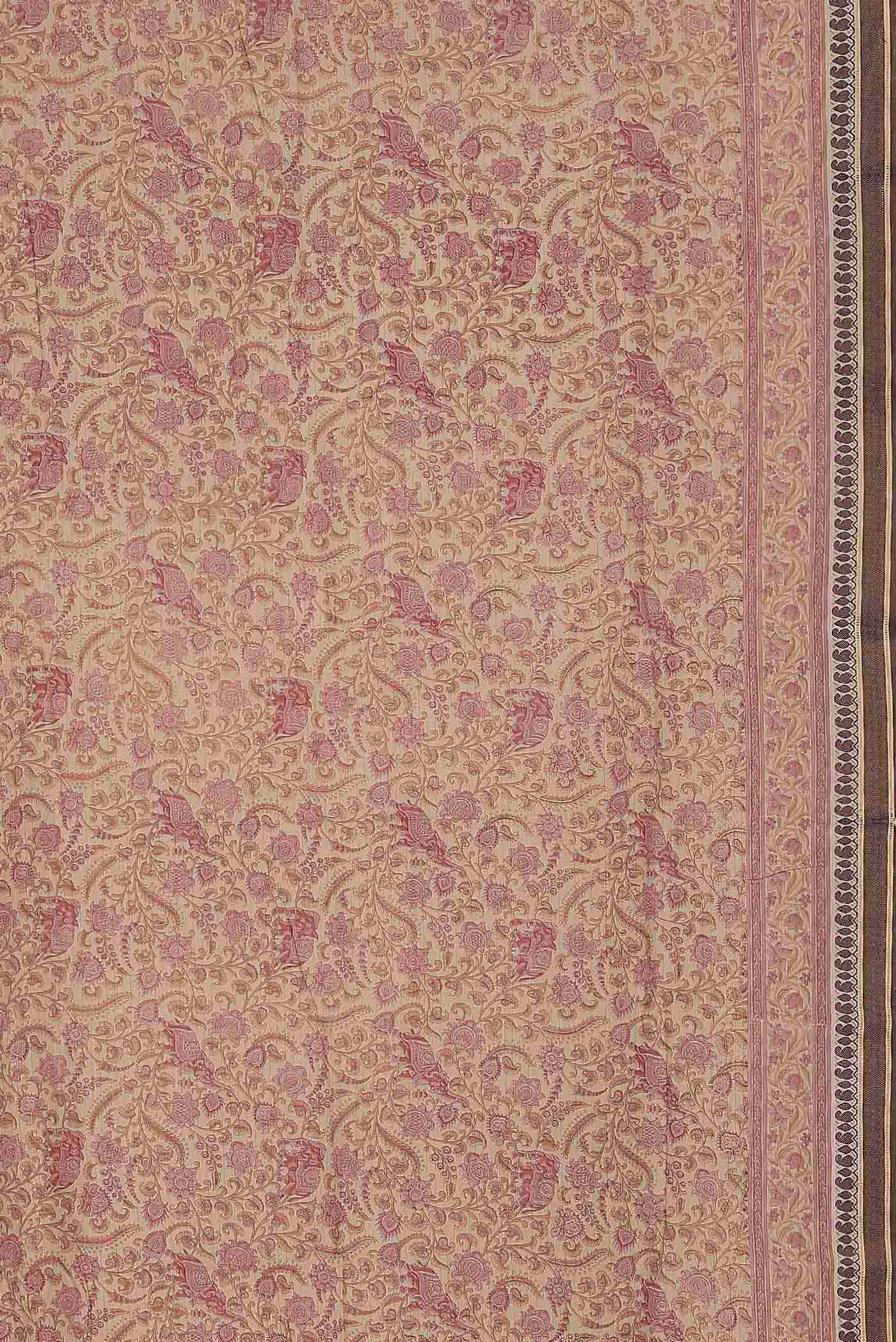 Cream Tussar Silk Saree
