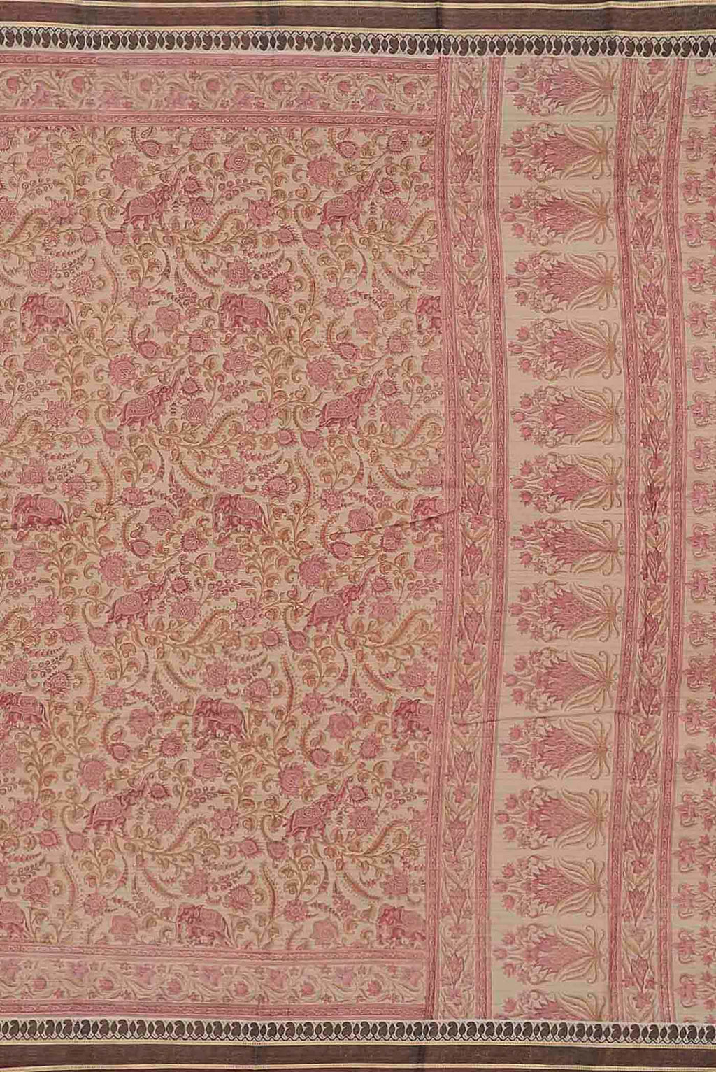 Cream Tussar Silk Saree