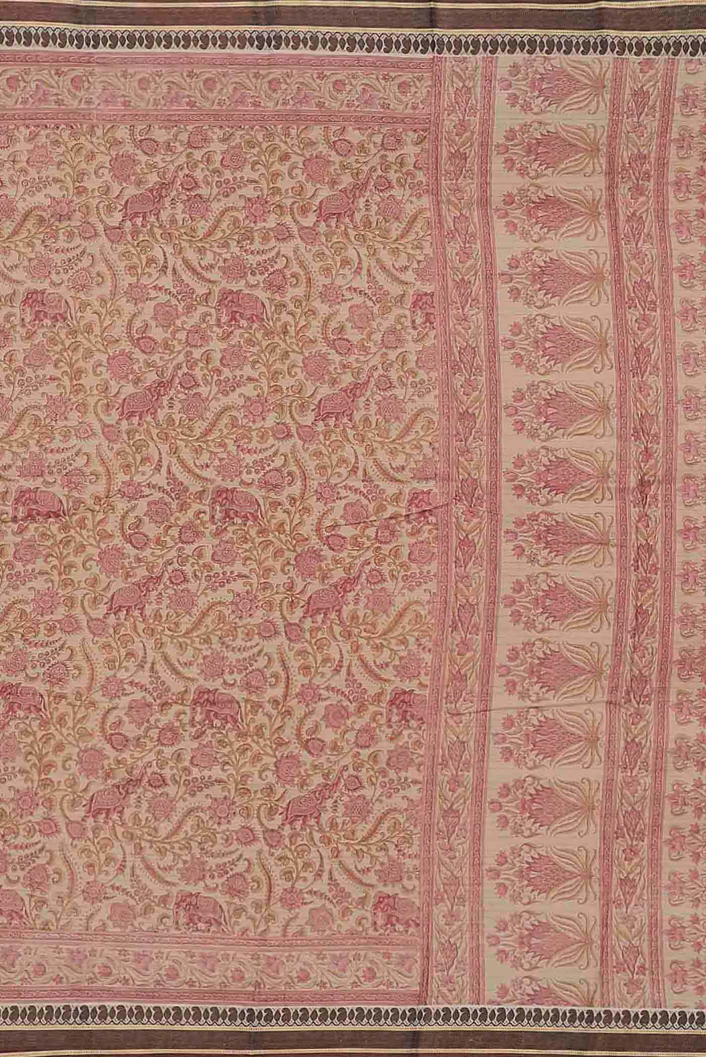 Cream Tussar Silk Saree