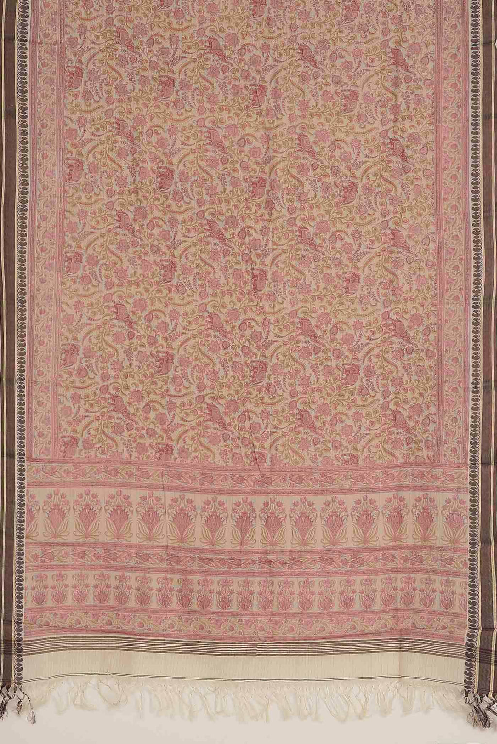 Cream Tussar Silk Saree
