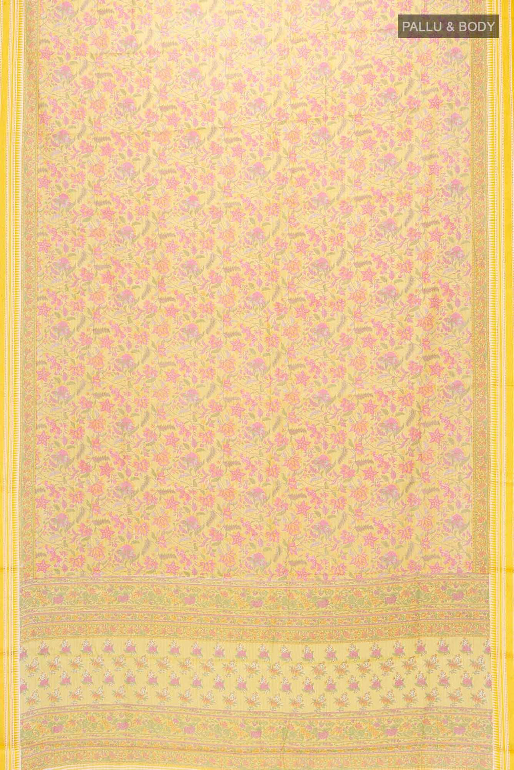 Lemon Yellow Tussar Saree