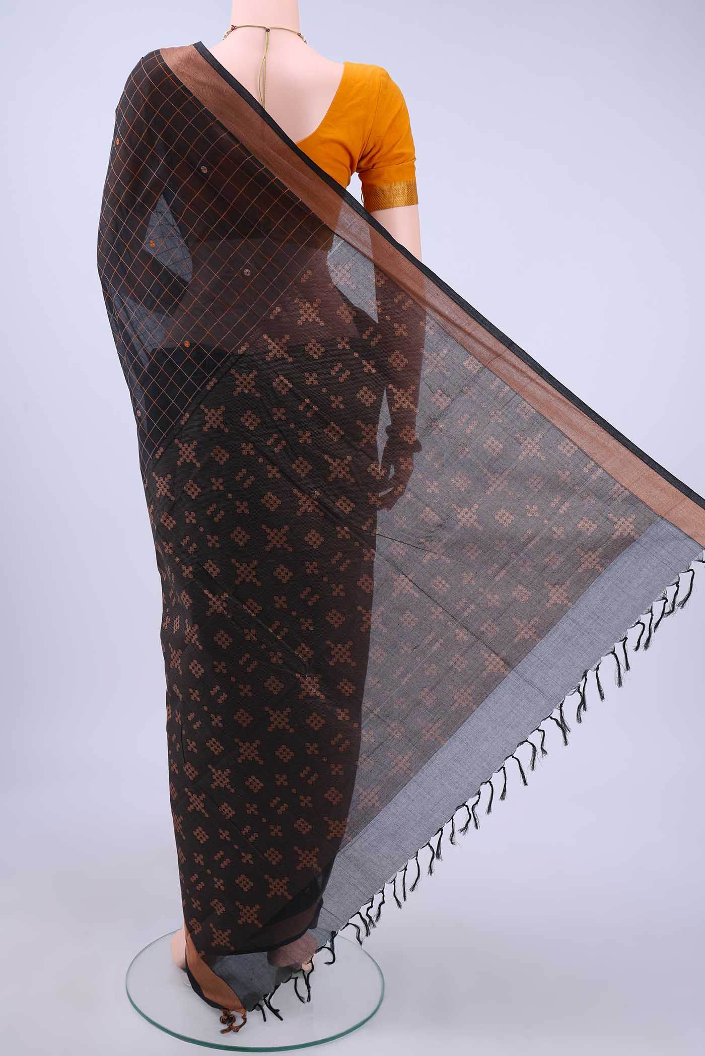 Black Coimbatore Cotton Saree