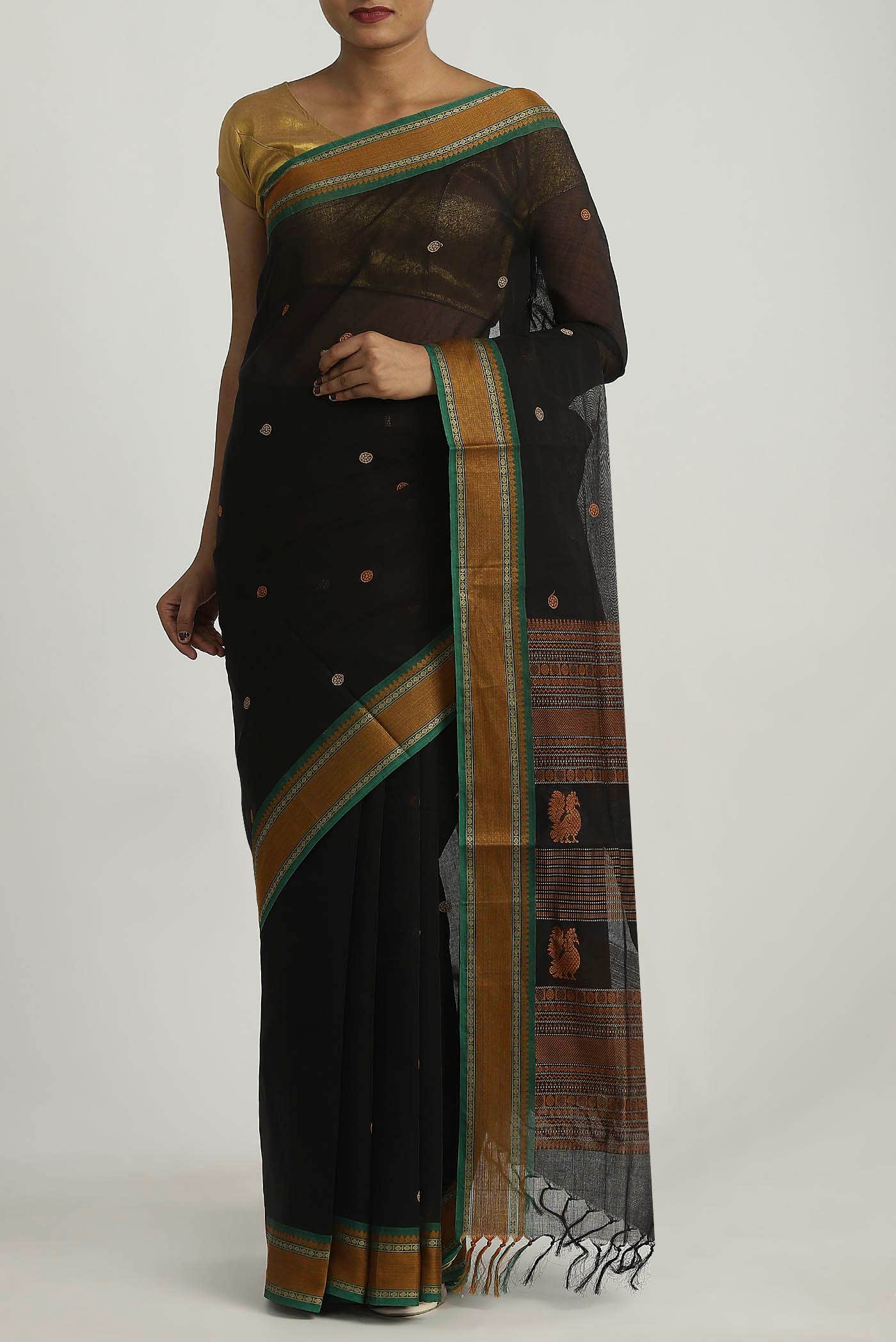 Black Coimbatore Cotton Saree