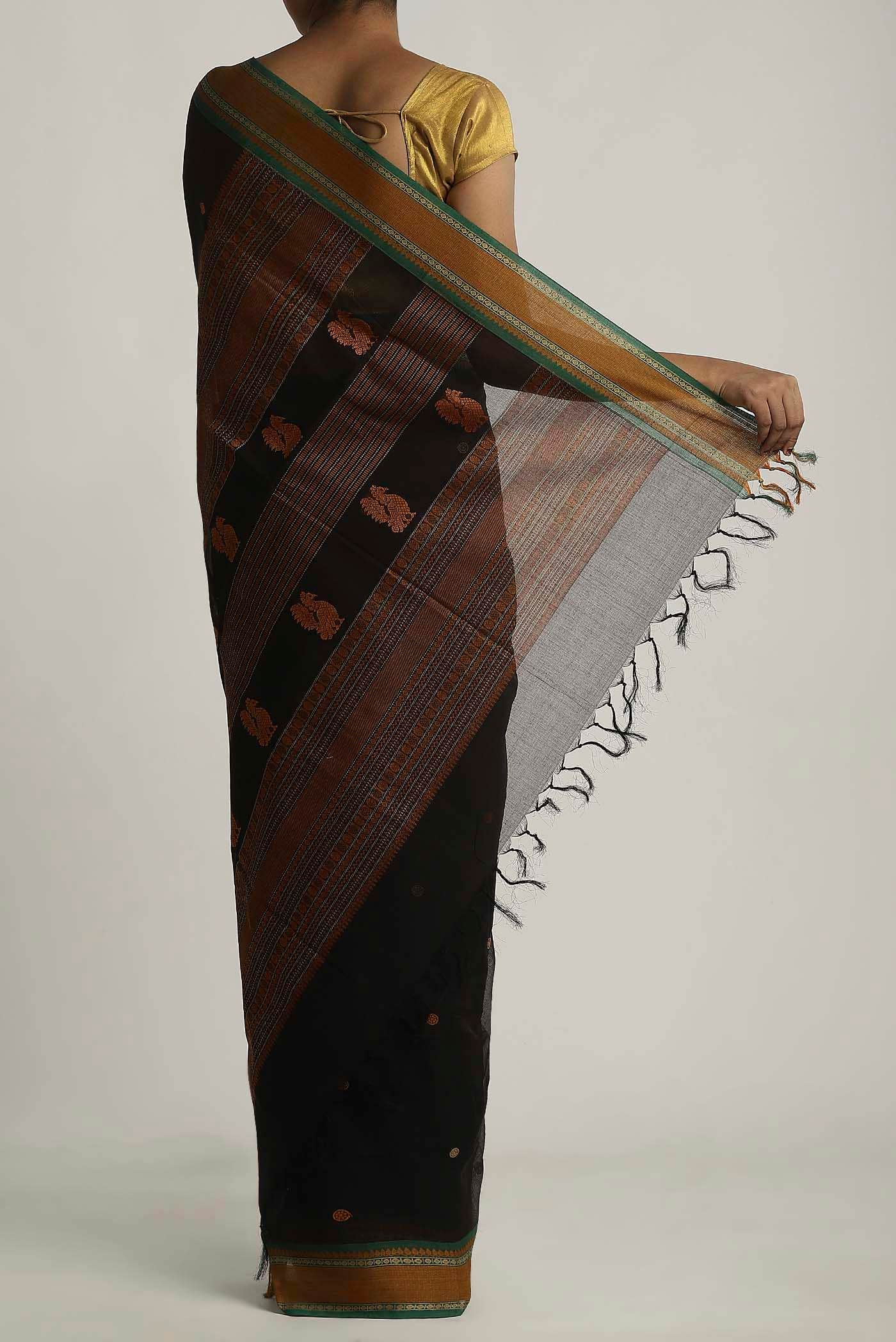 Black Coimbatore Cotton Saree