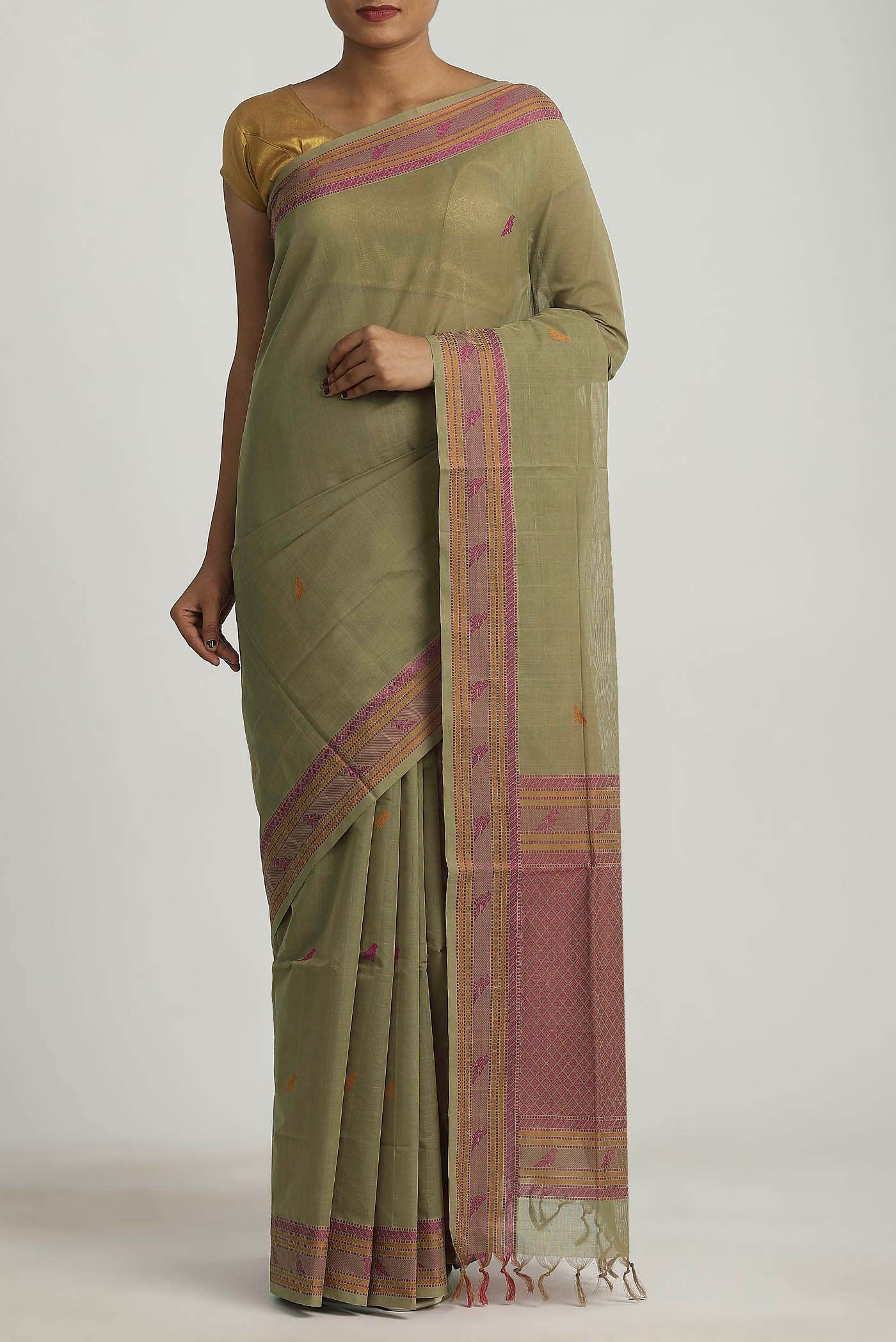 Green Coimbatore Cotton Saree