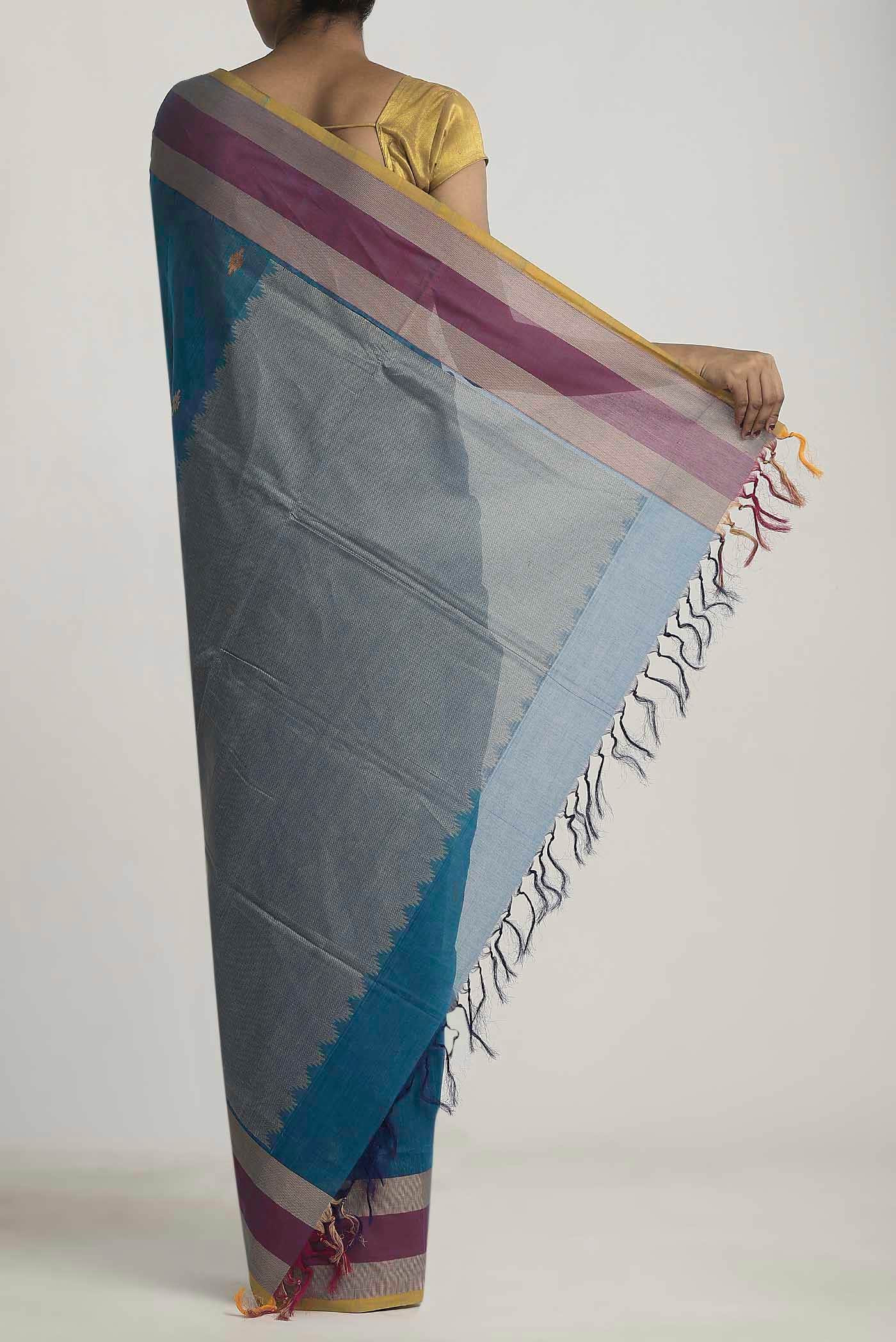 Blue Coimbatore Cotton Saree
