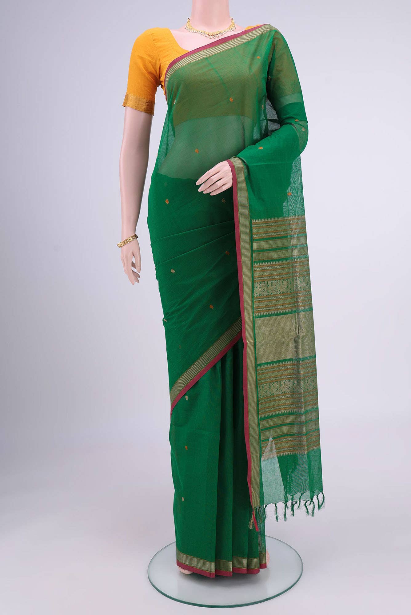 Green Coimbatore Cotton Saree