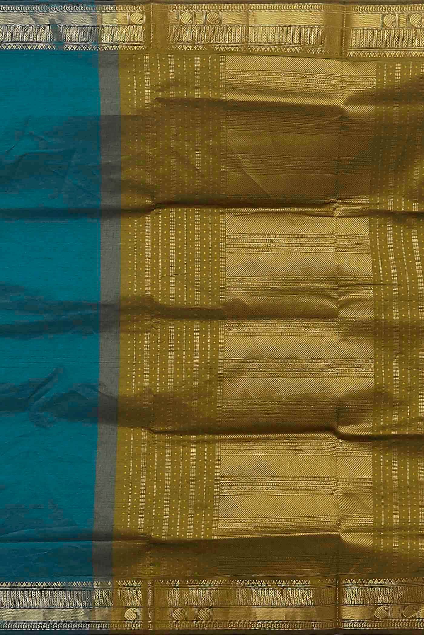 Blue Blended Poly Cotton Saree