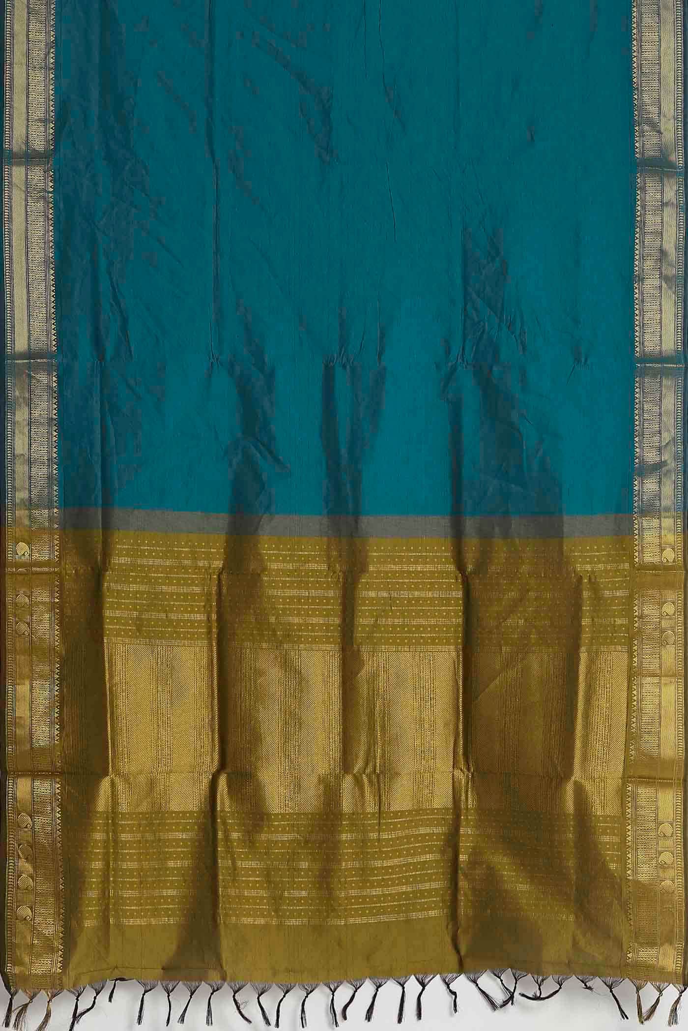 Blue Blended Poly Cotton Saree
