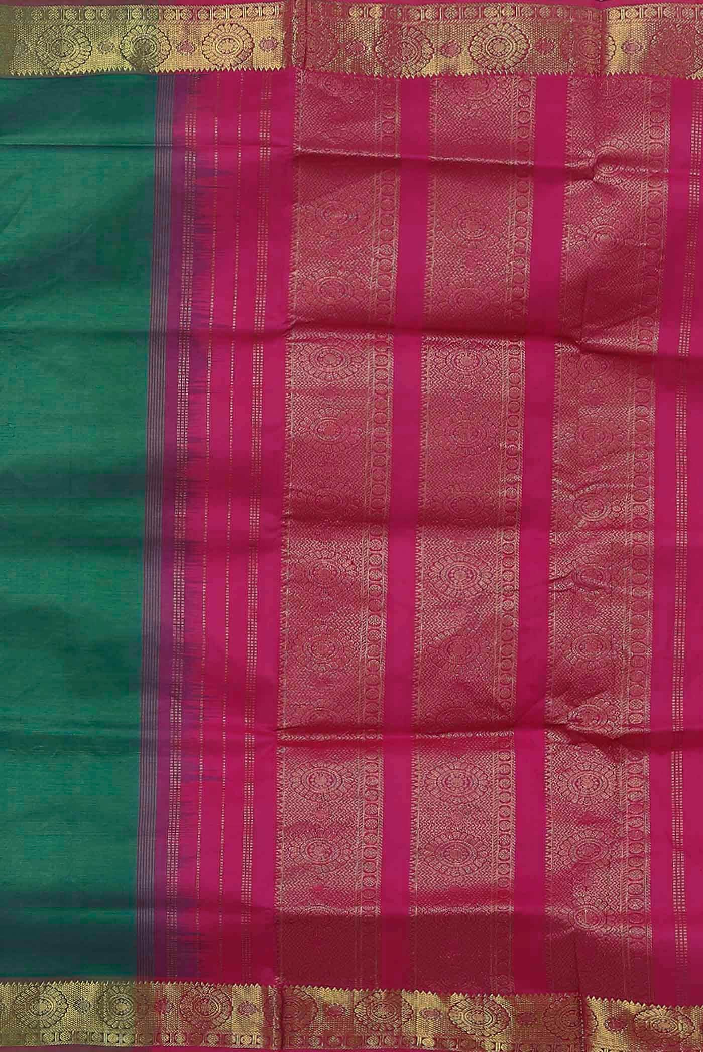Green Blended Poly Cotton Saree