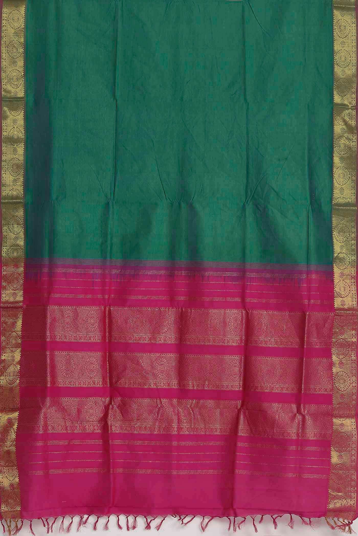 Green Blended Poly Cotton Saree