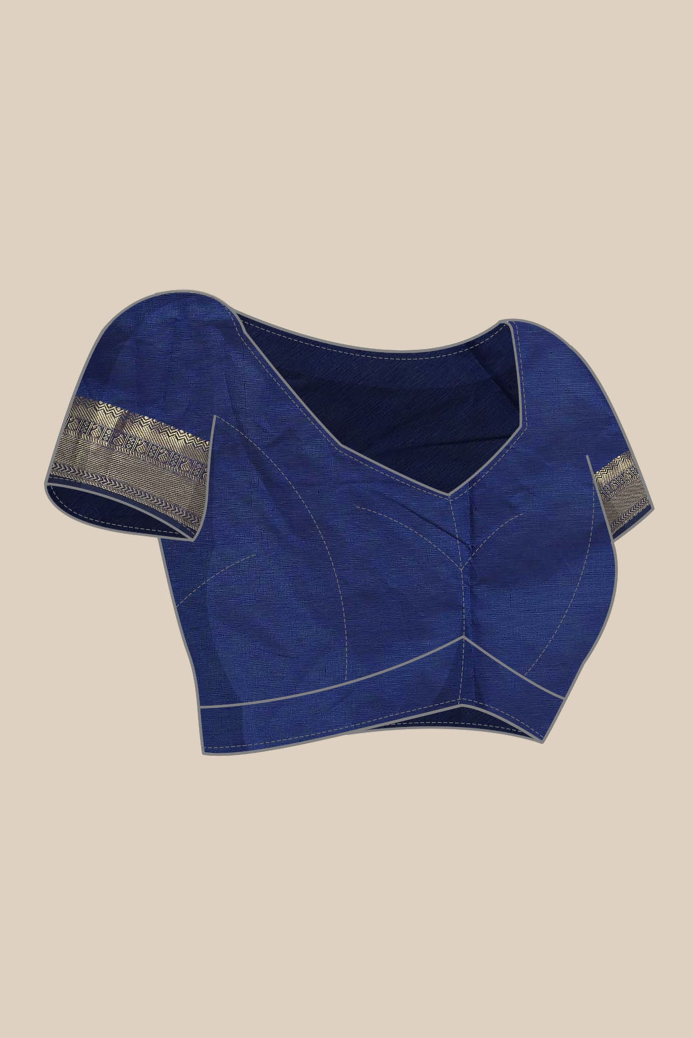 Blue Blended Poly Cotton Saree