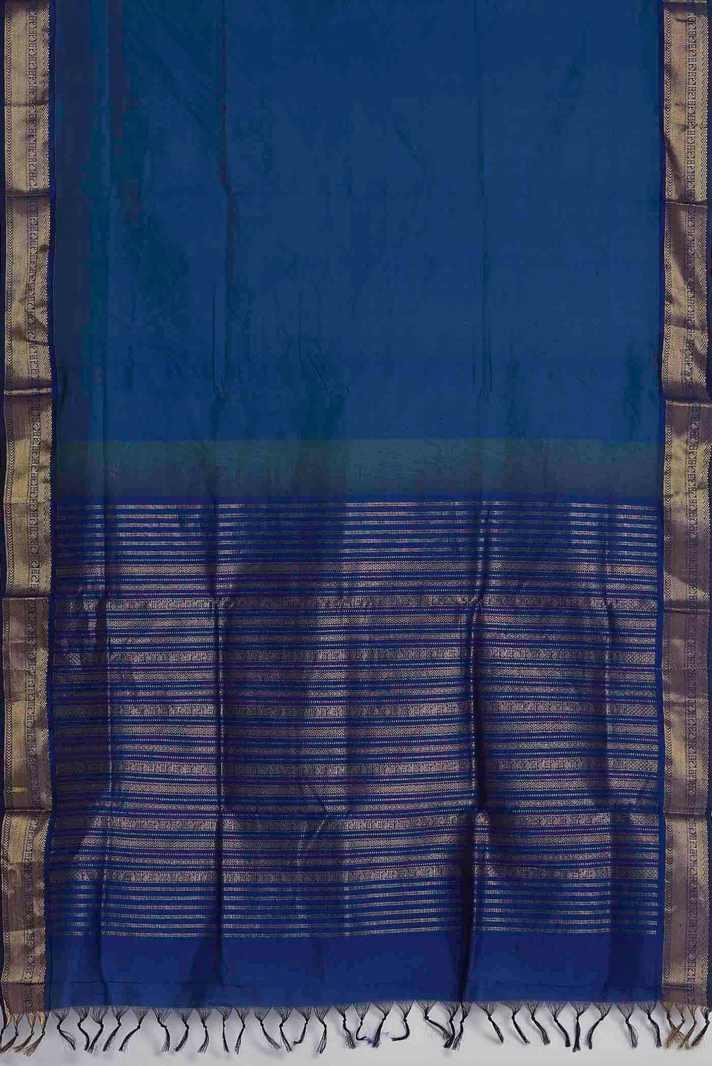 Blue Blended Poly Cotton Saree
