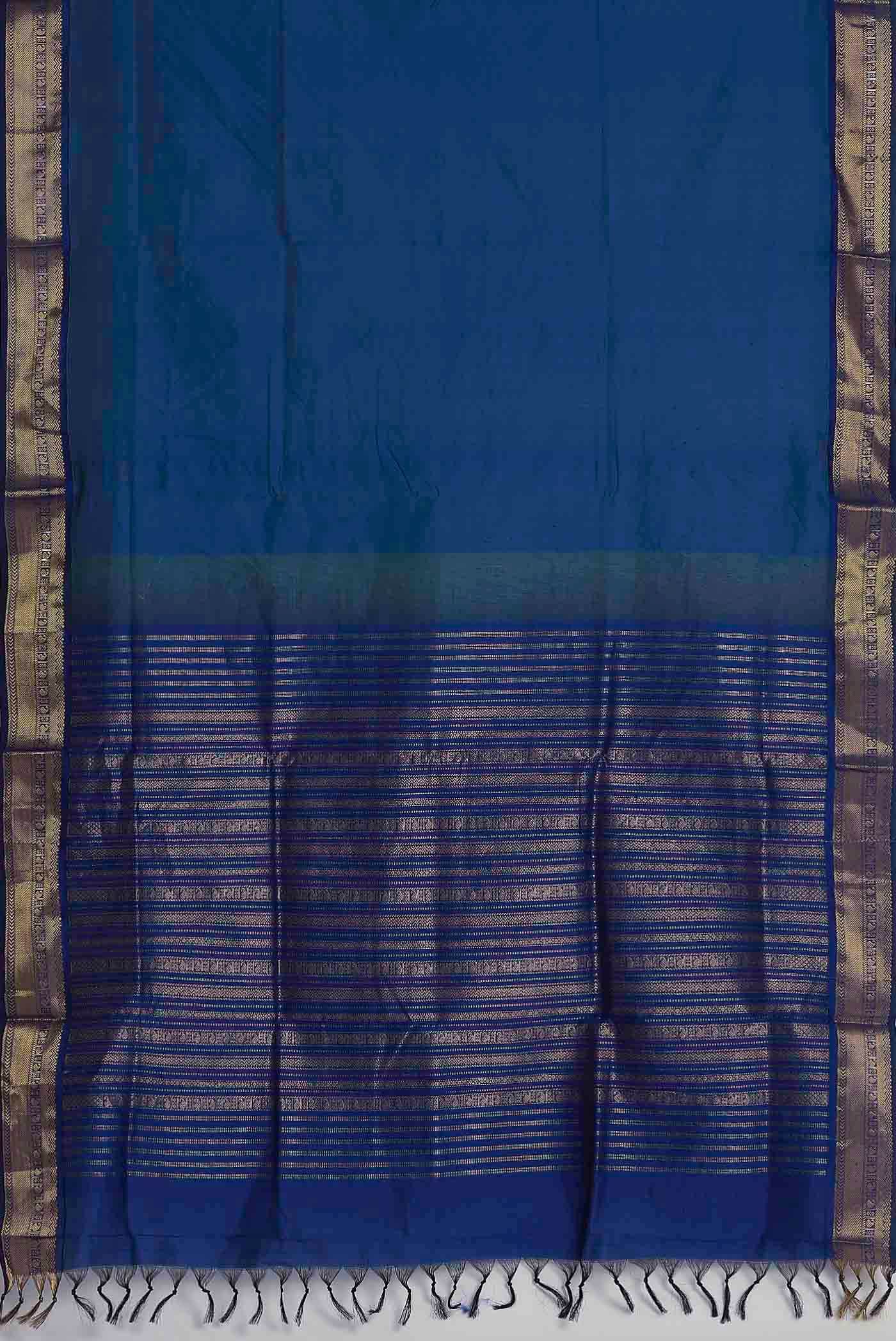 Blue Blended Poly Cotton Saree