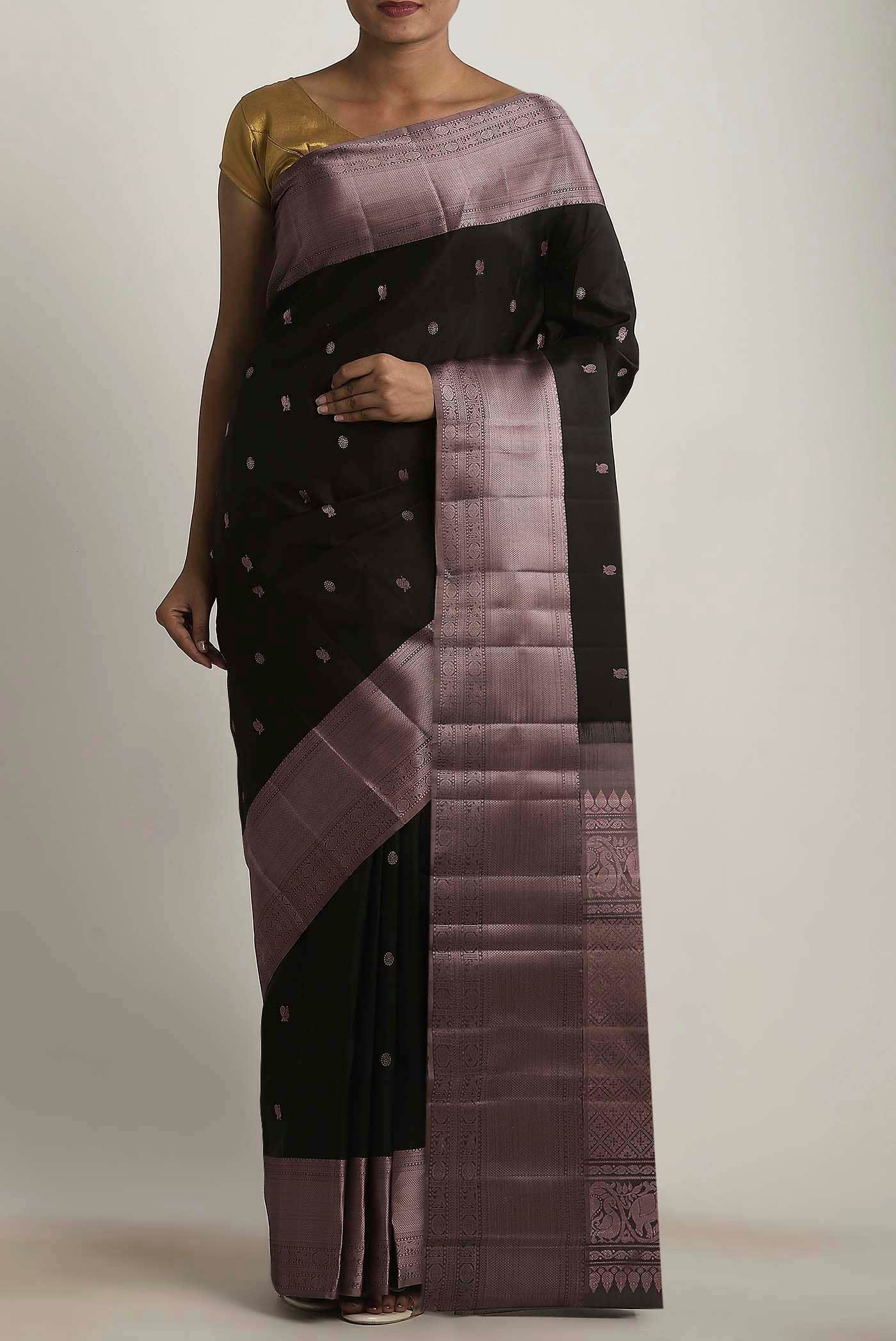 Black Kanchipuram Silk Saree