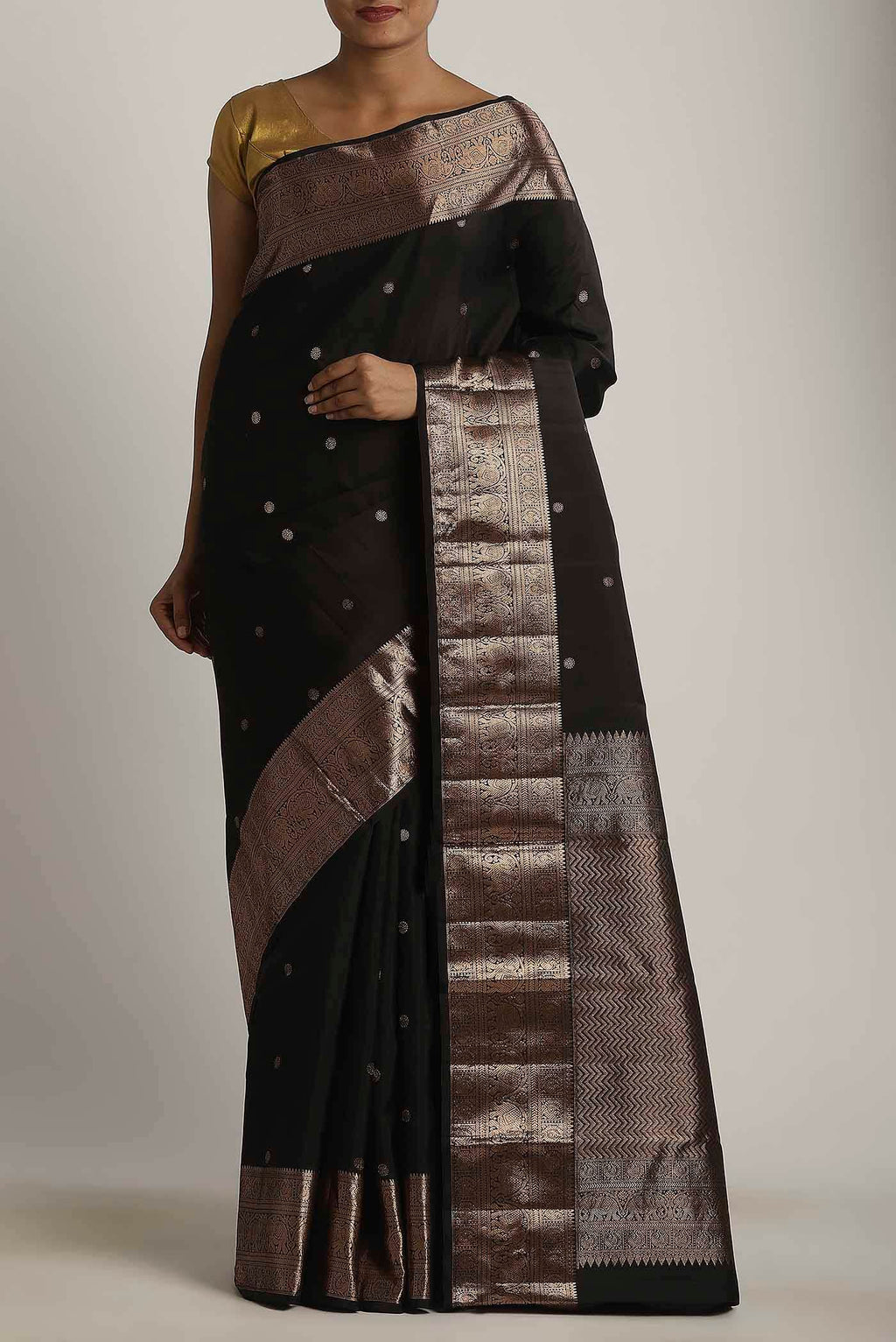 Black Kanchipuram Silk Saree