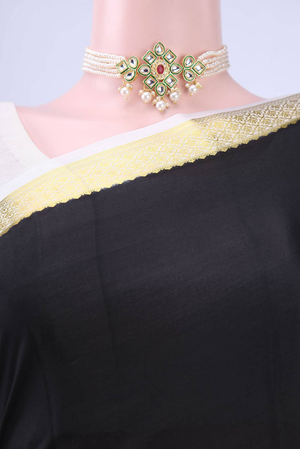 Black Mysore Crepe Saree