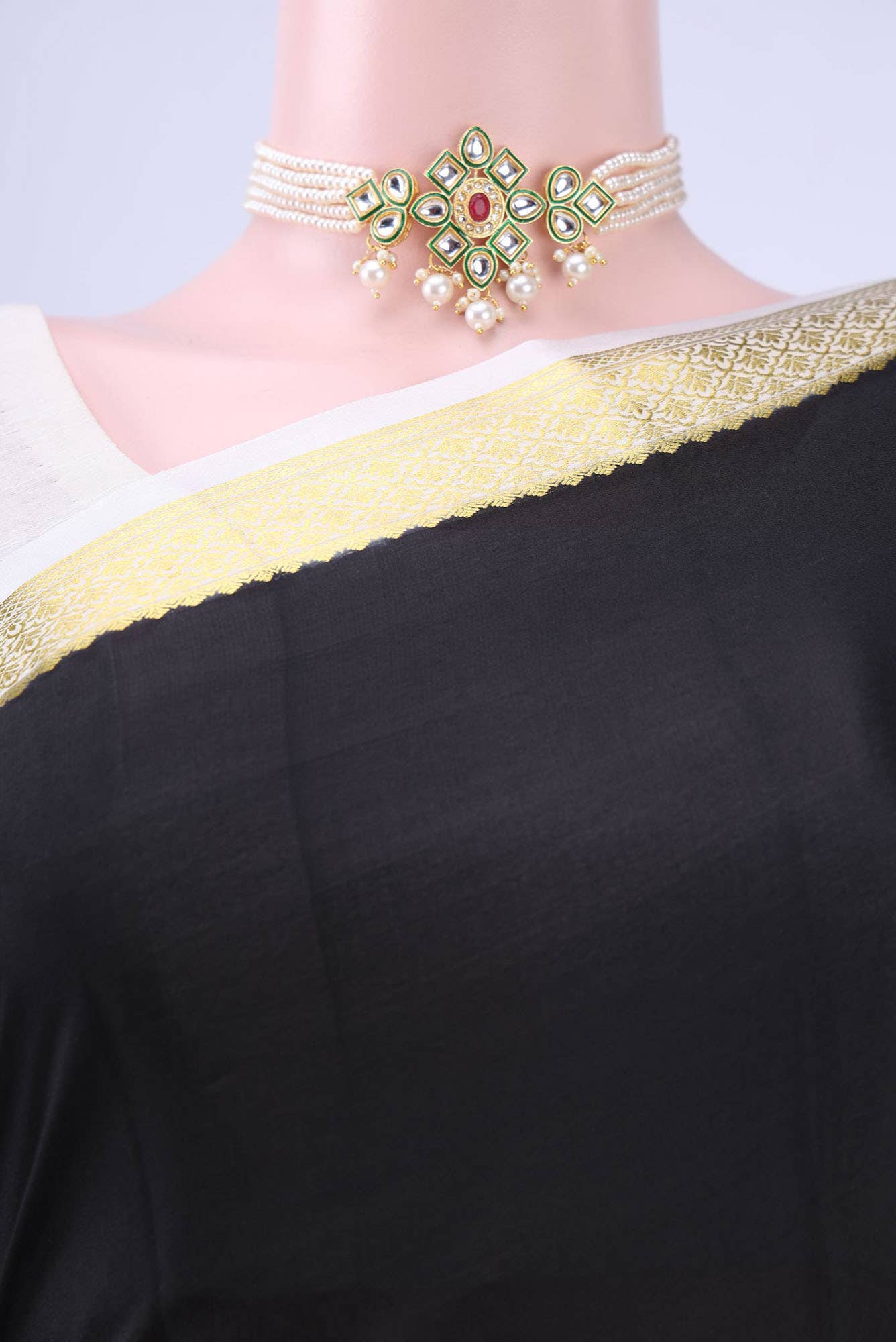 Black Mysore Crepe Saree