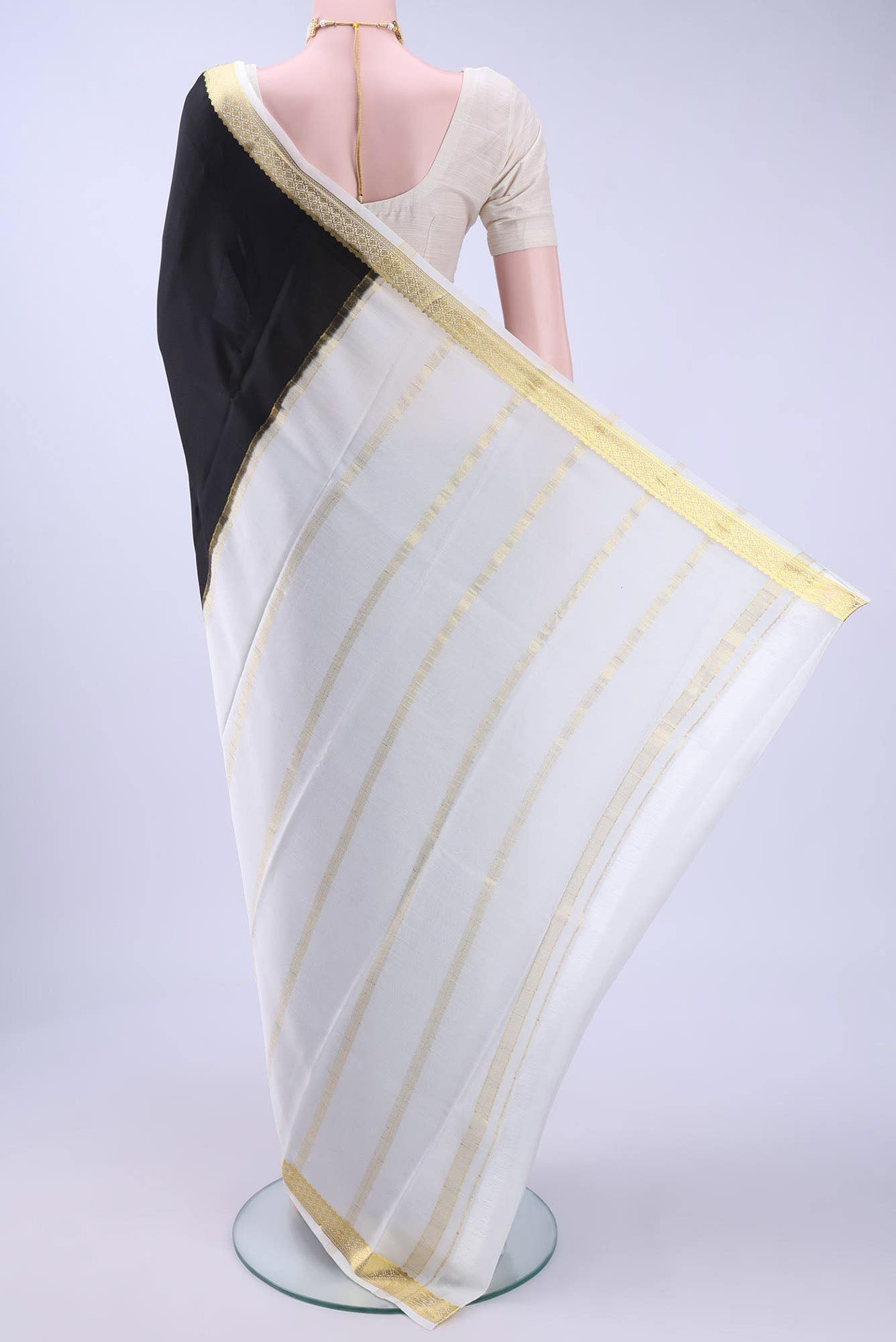 Black Mysore Crepe Saree