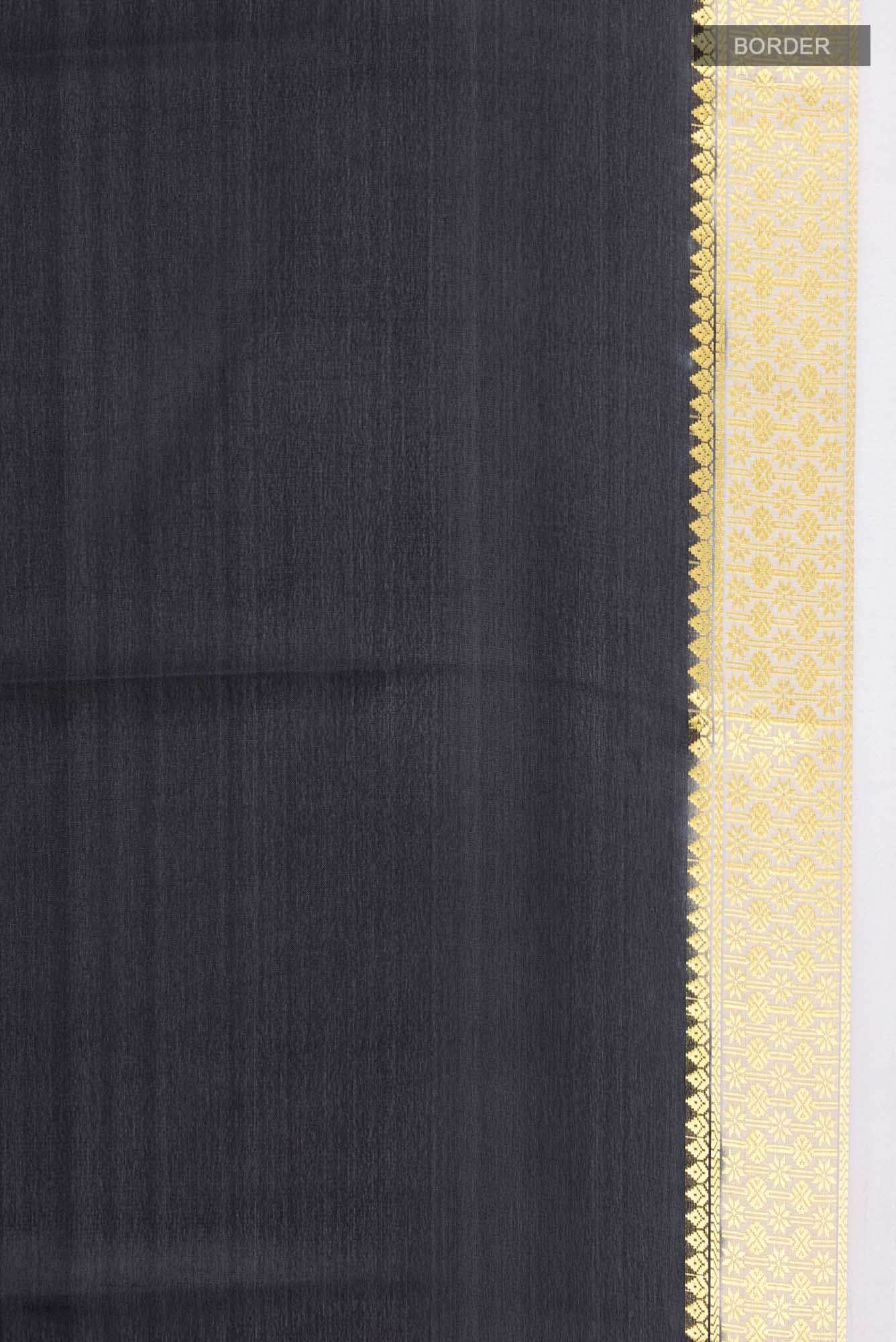 Black Mysore Crepe Saree