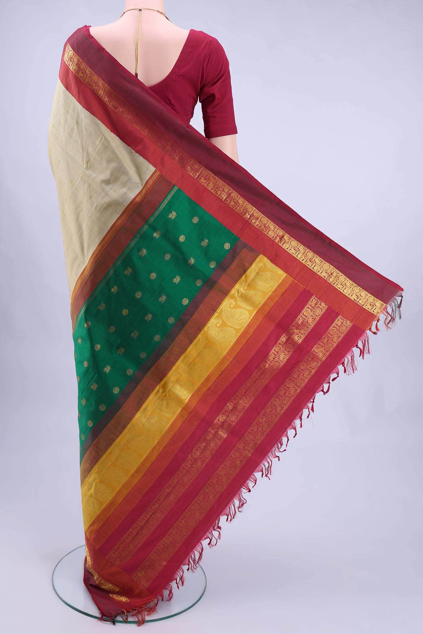 Beige Kanchipuram Silk Saree