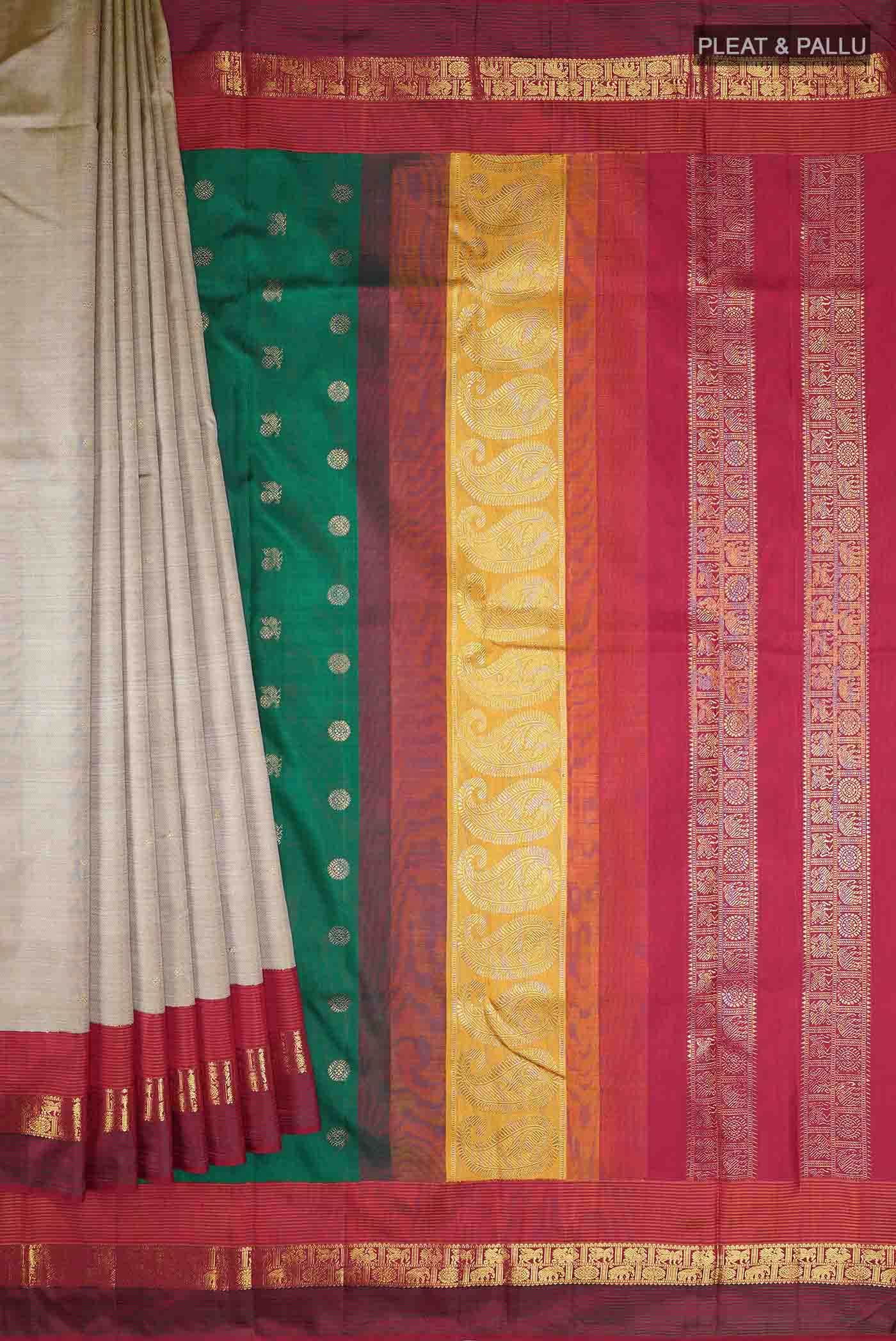 Beige Kanchipuram Silk Saree