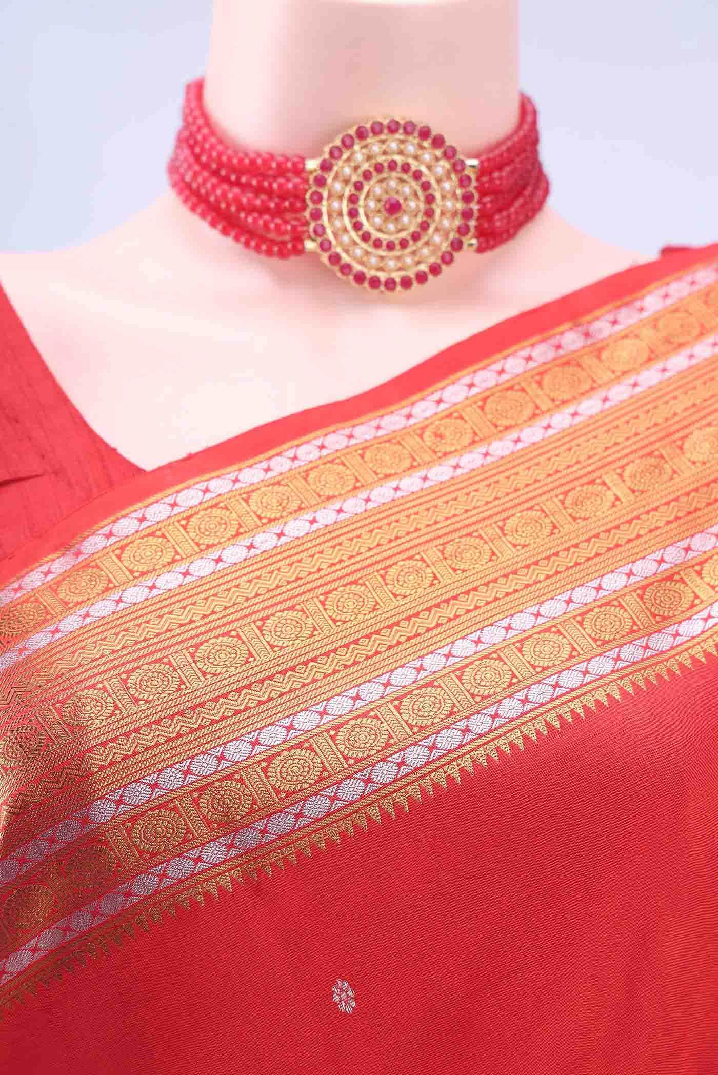 Pure Silk Pure Zari Imperial Red Kanchipuram Saree
