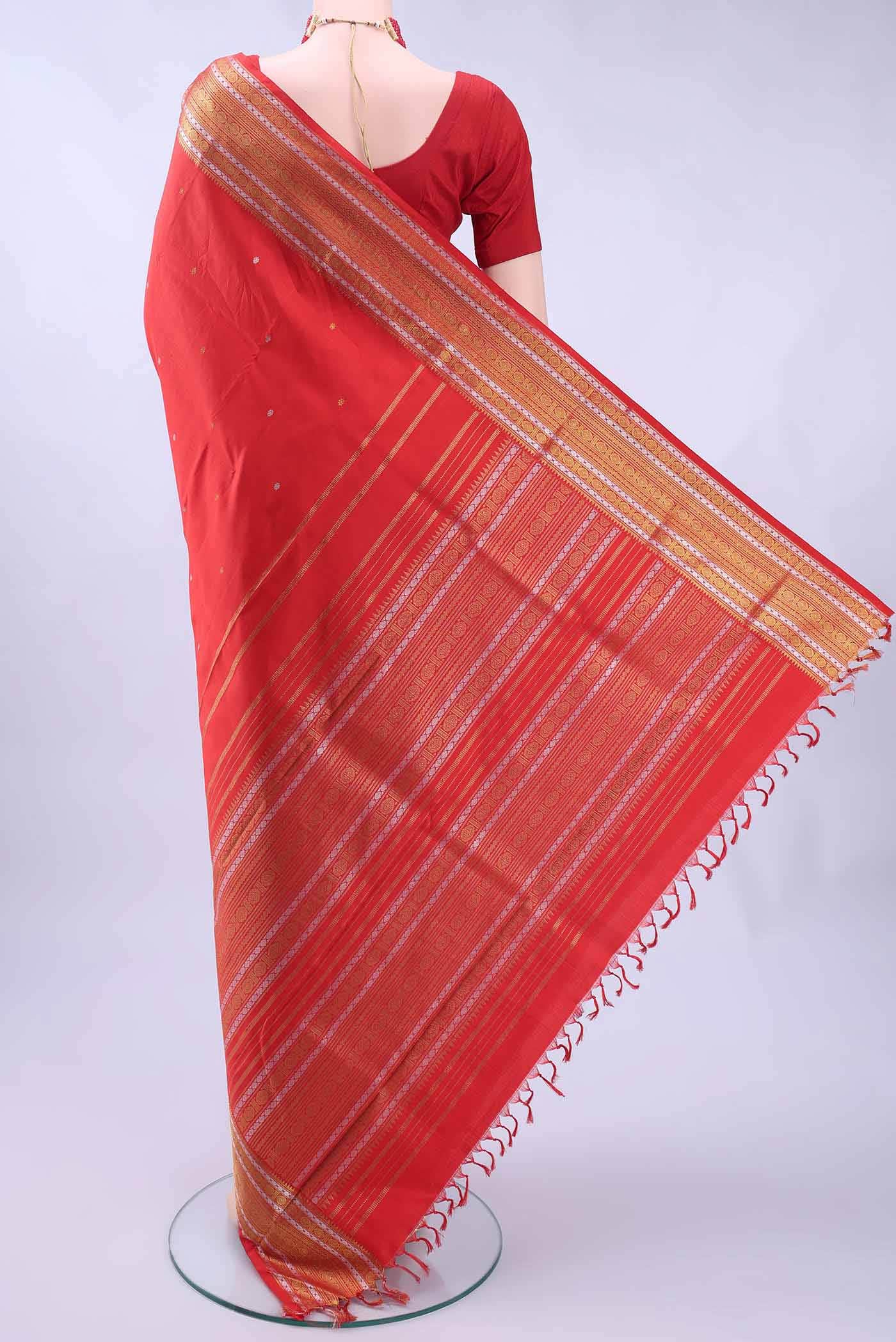 Pure Silk Pure Zari Imperial Red Kanchipuram Saree